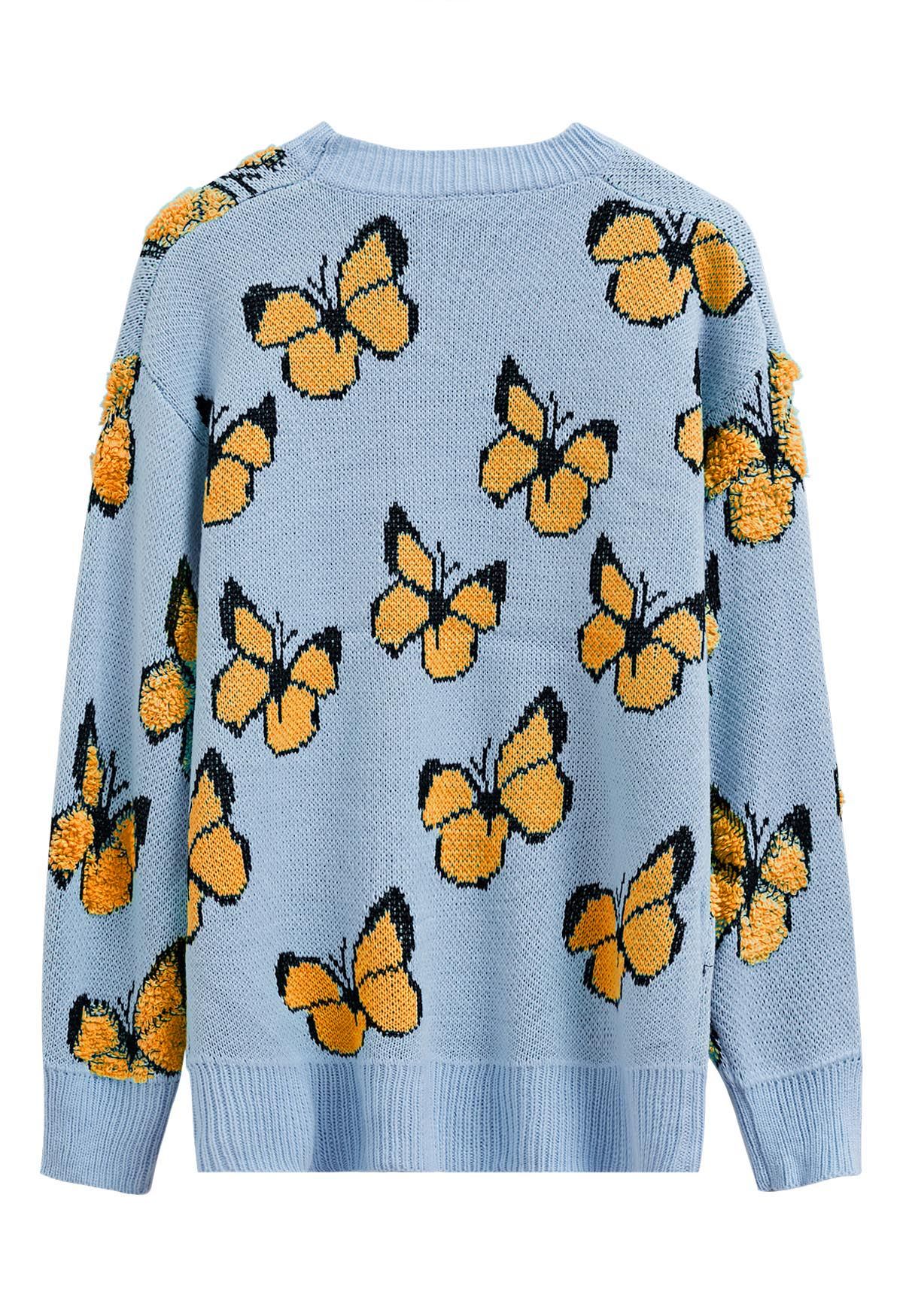 Jersey de punto acanalado con mariposas Balletic en azul