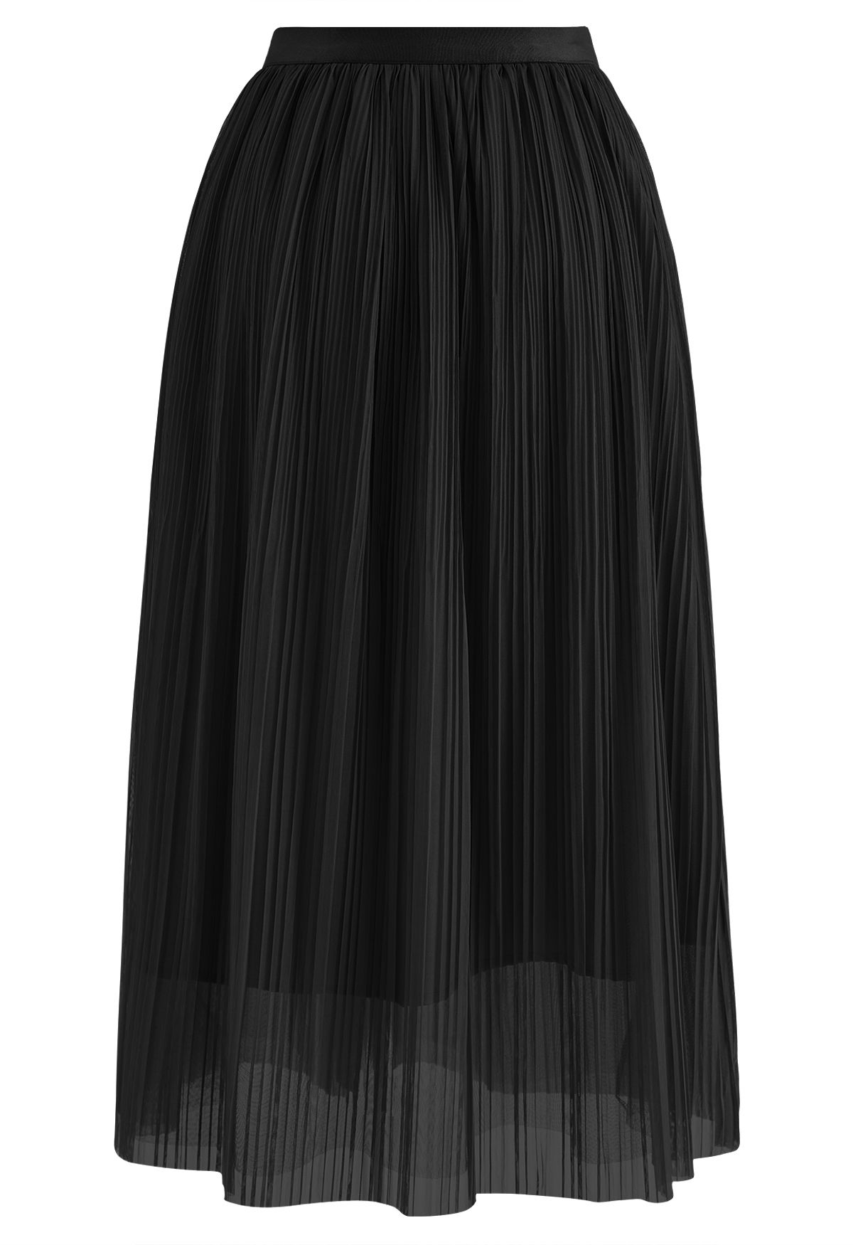 Falda de tul de malla de doble capa plisada en negro