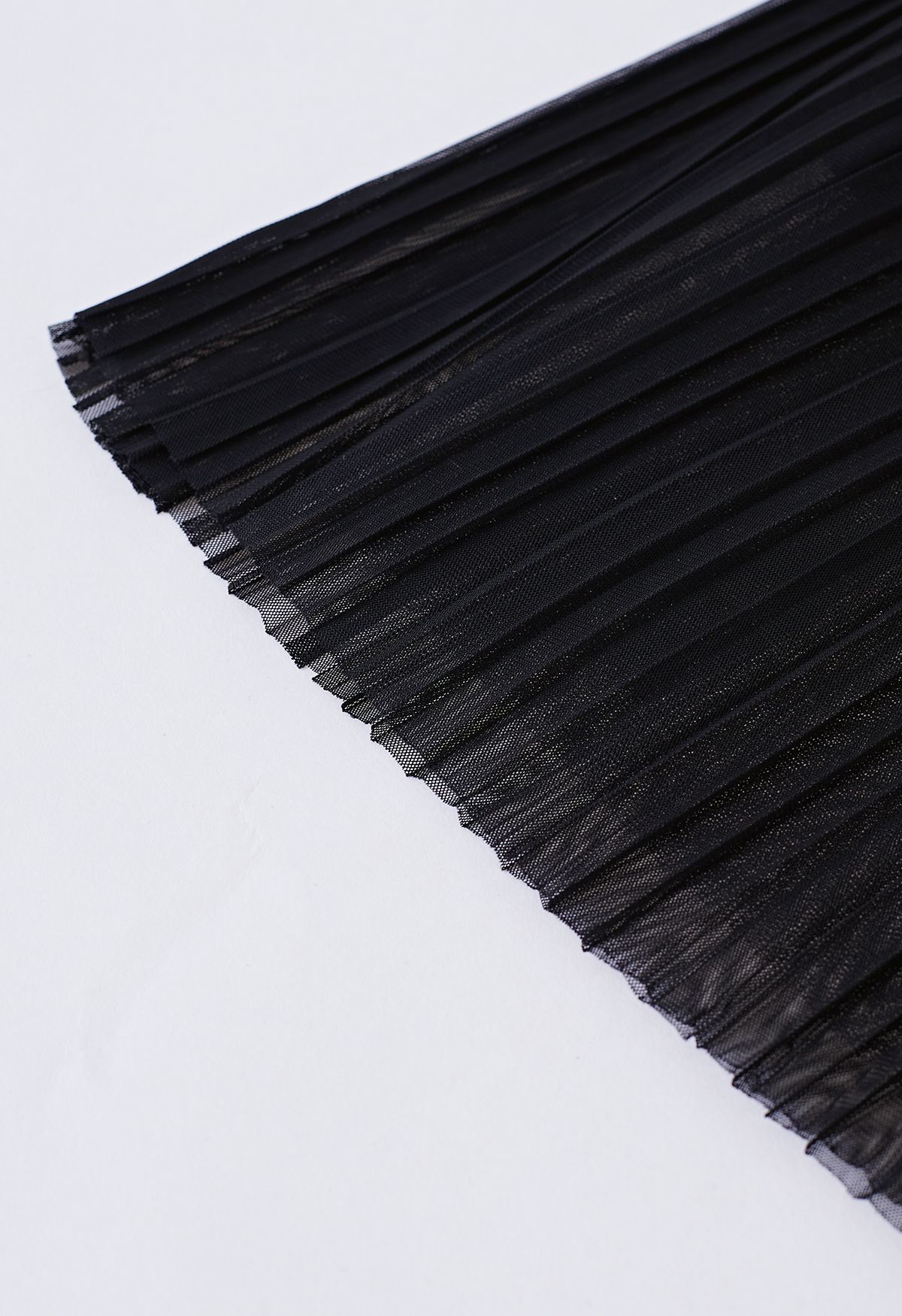 Falda de tul de malla de doble capa plisada en negro