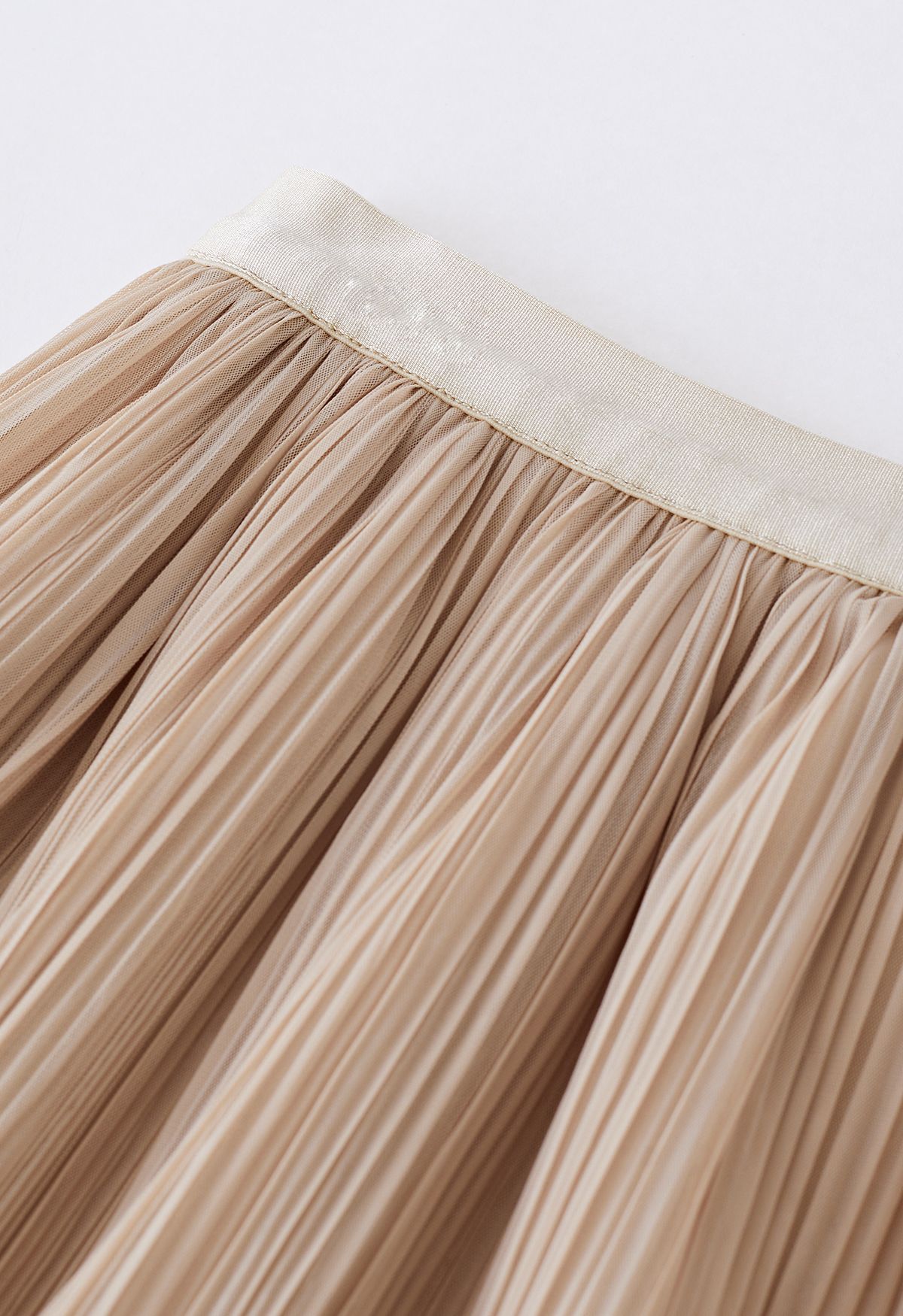 Falda de tul de malla de doble capa plisada en color albaricoque