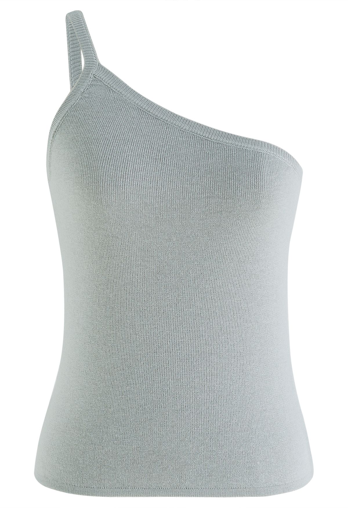 Camiseta sin mangas de punto con tiras de un solo hombro en gris