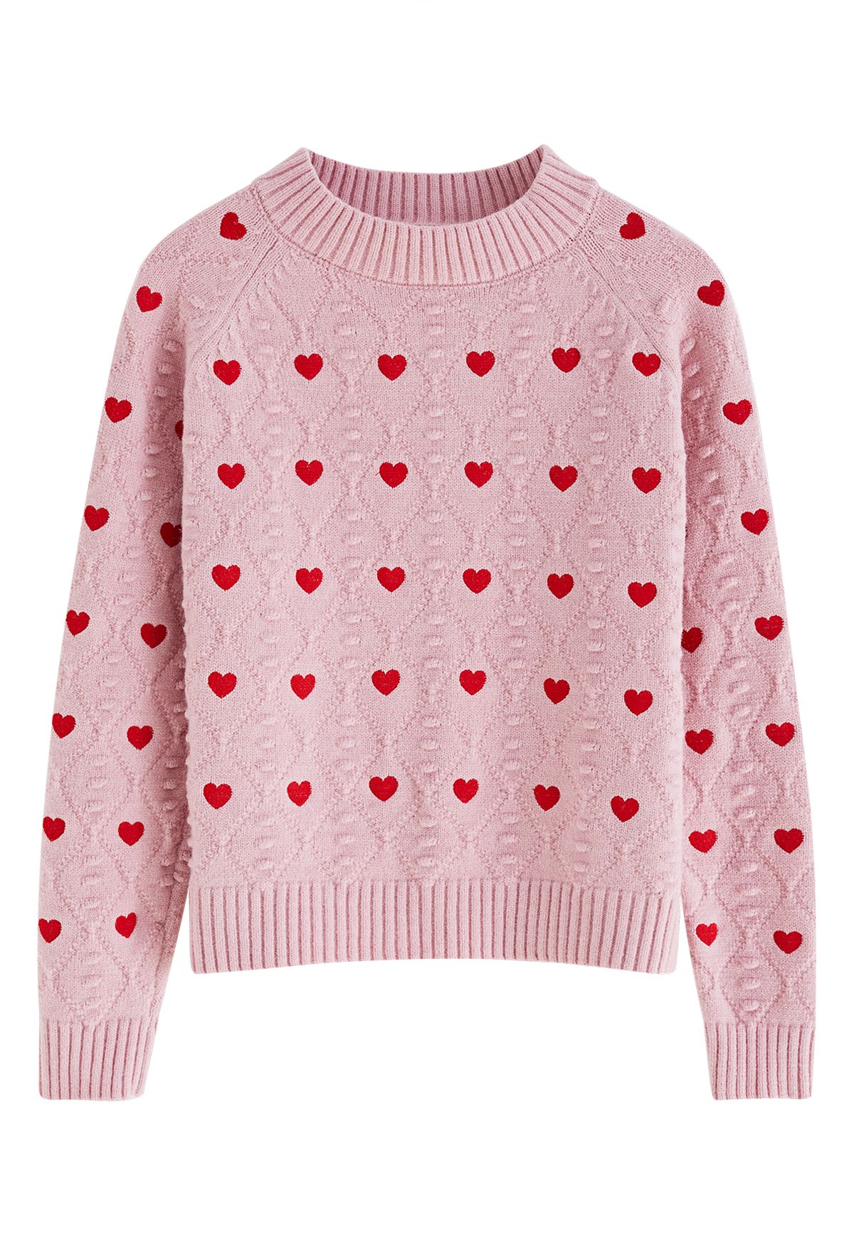 Suéter corto de punto con bordado en relieve de Full of Hearts en rosa