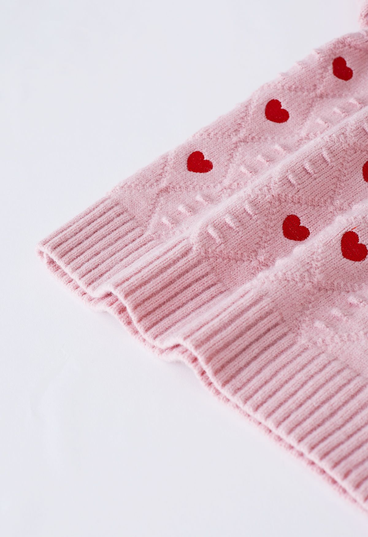 Suéter corto de punto con bordado en relieve de Full of Hearts en rosa