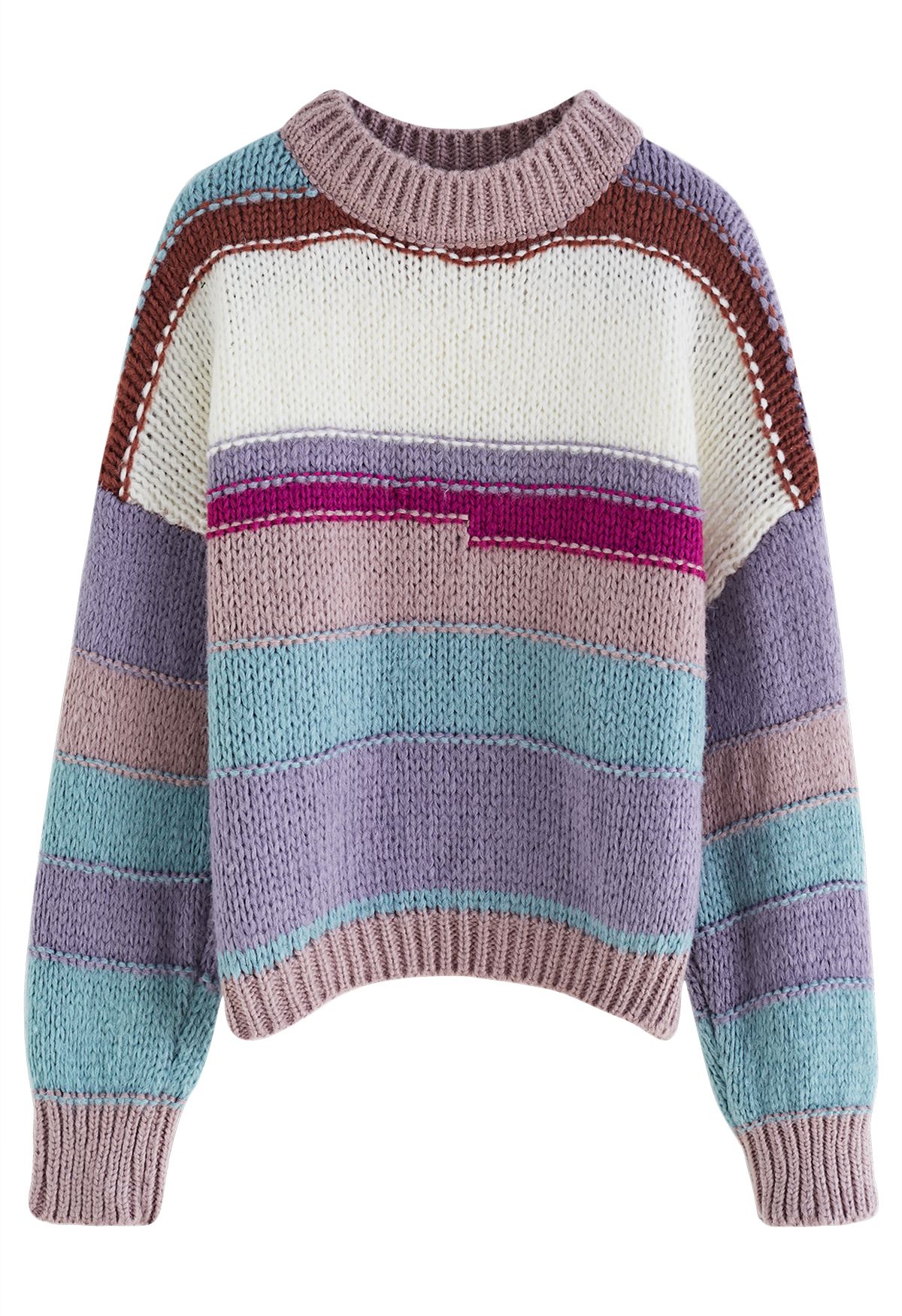 Suéter de punto con hombros caídos Paleta de colores
