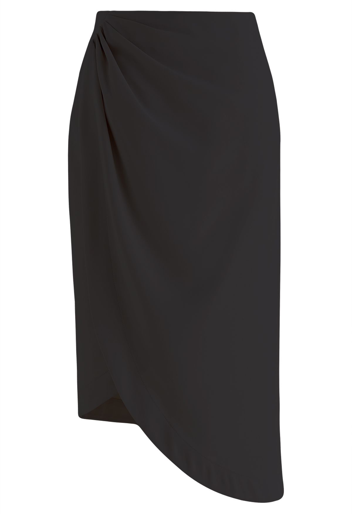 Falda midi con dobladillo tulipán oblicuo en negro