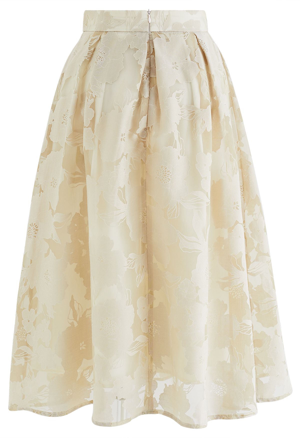 Falda midi de organza plisada floral