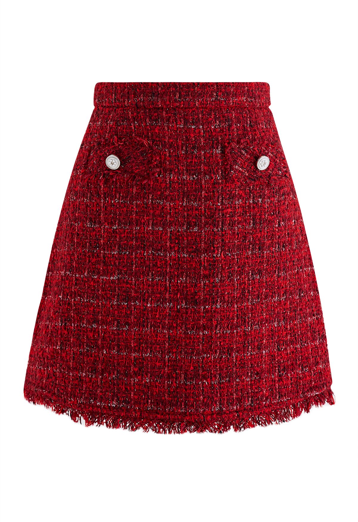 Minifalda Bud de tweed de cuadrícula en rojo