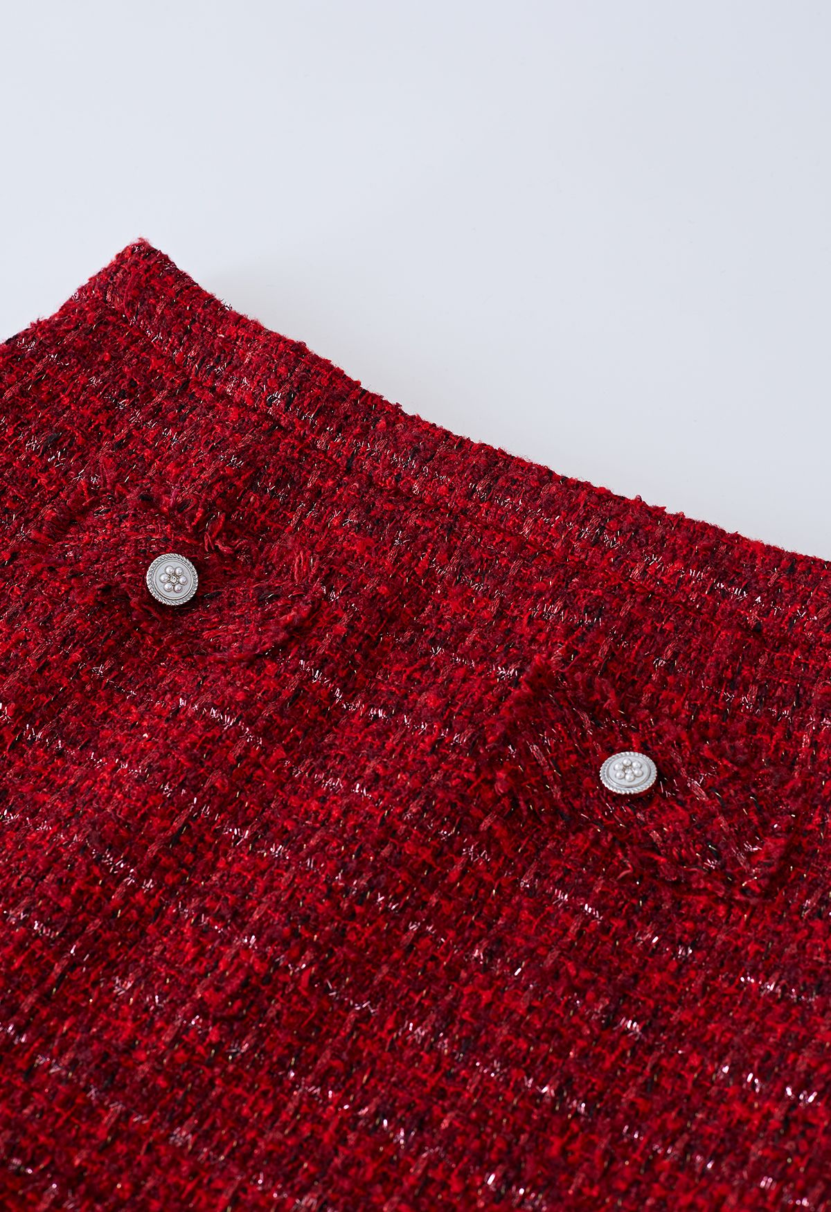 Minifalda Bud de tweed de cuadrícula en rojo