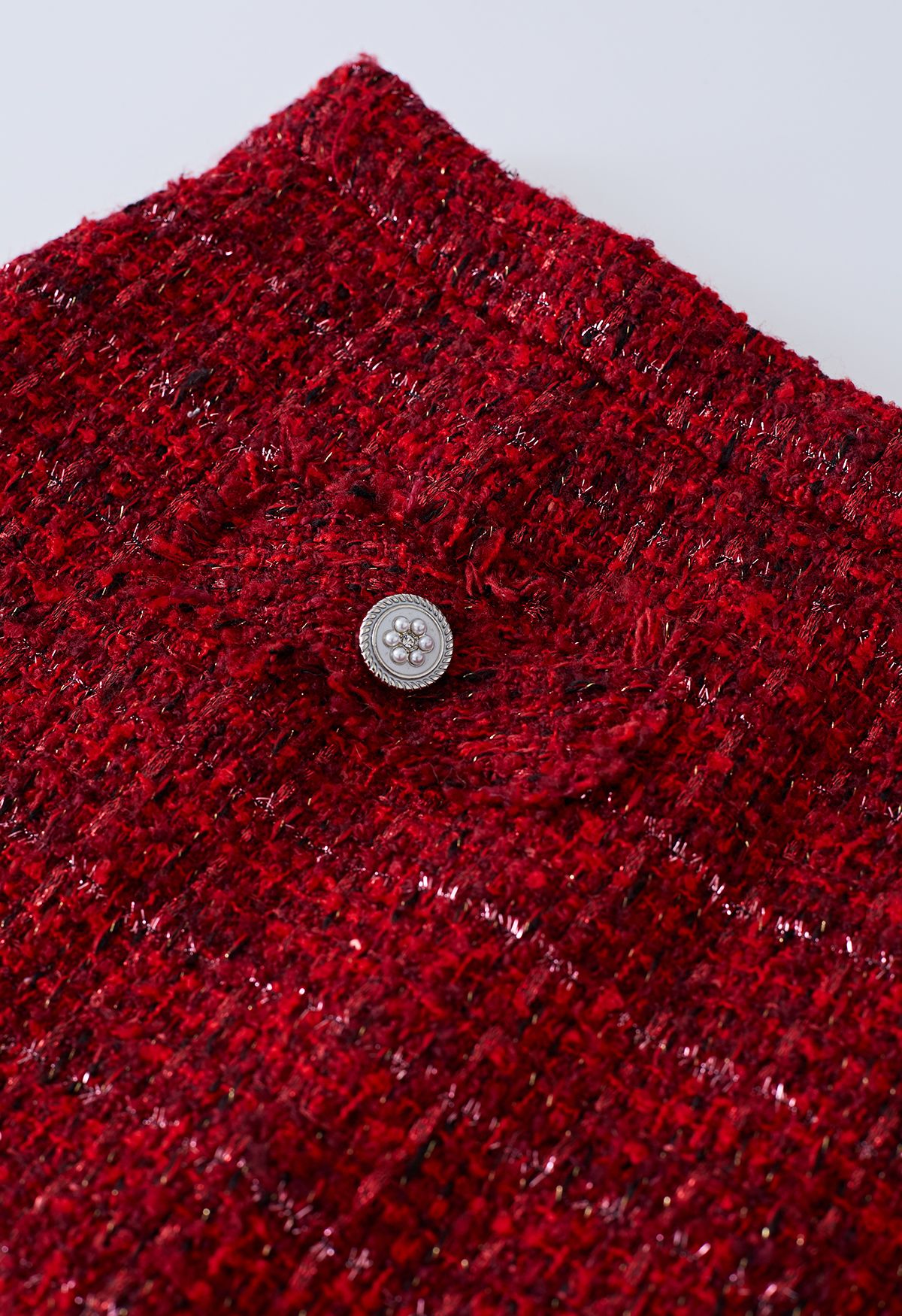 Minifalda Bud de tweed de cuadrícula en rojo