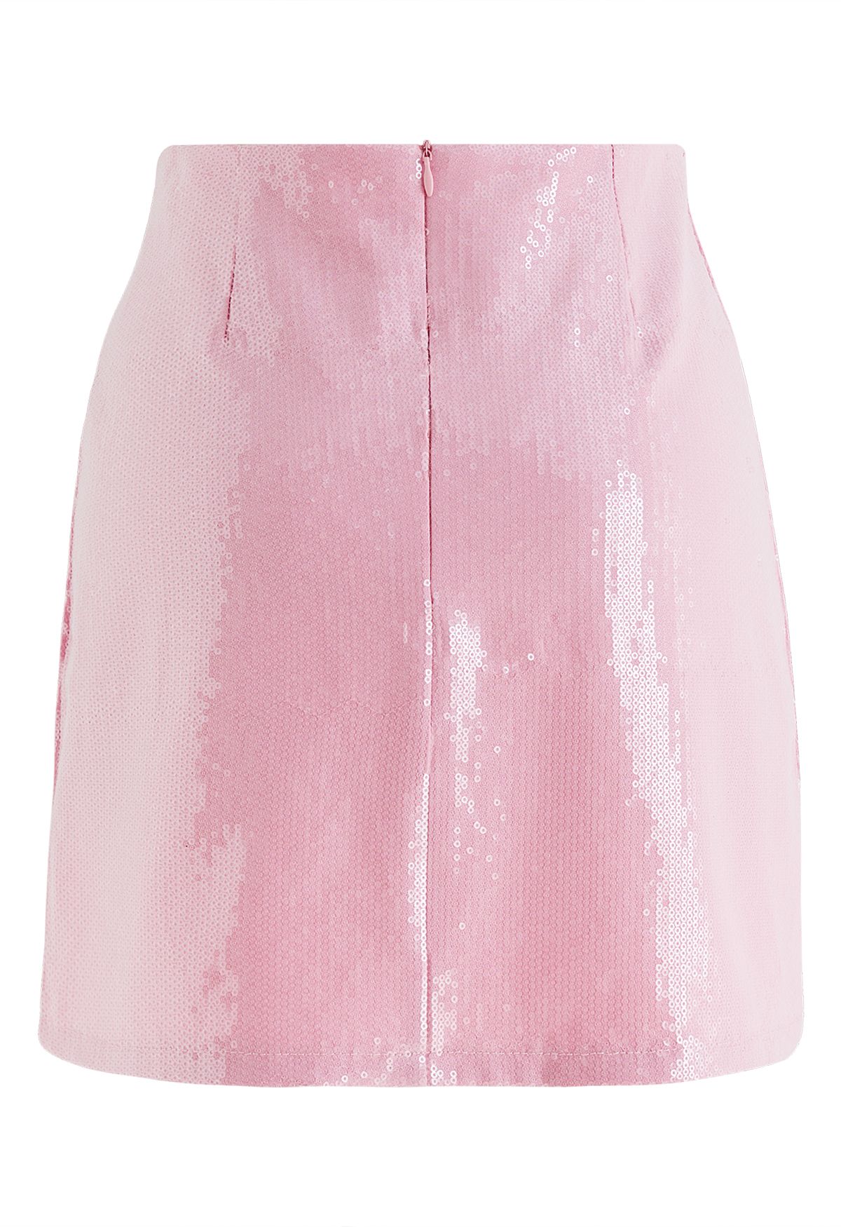 Minifalda de capullo adornada con lentejuelas centelleantes en rosa