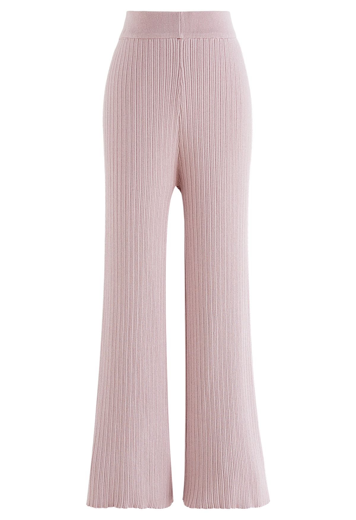 Conjunto de pantalón y top de punto con cordón en la manga en rosa polvoriento
