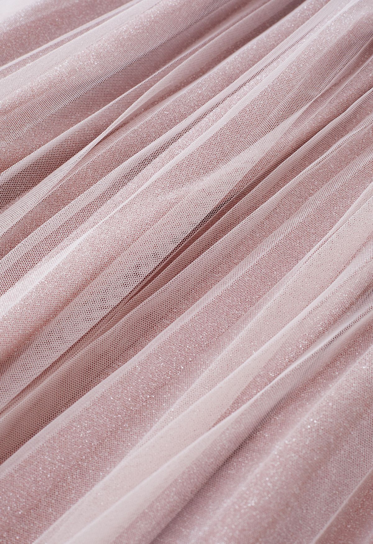 Falda midi de malla plisada brillante en rosa