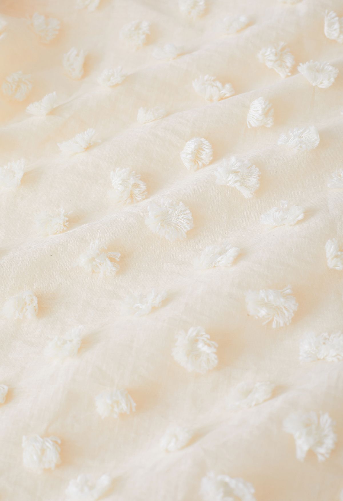 Top Dolly de manga corta de burbuja de algodón de azúcar en crema