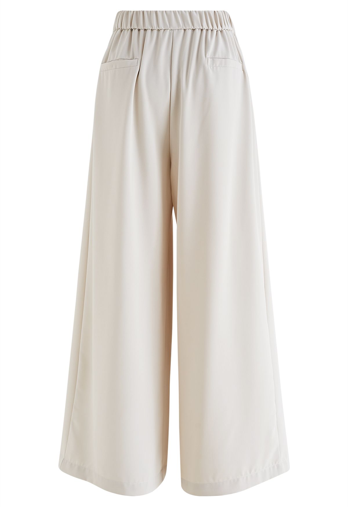 Pantalones de pernera ancha con pliegues de fantasía en marfil