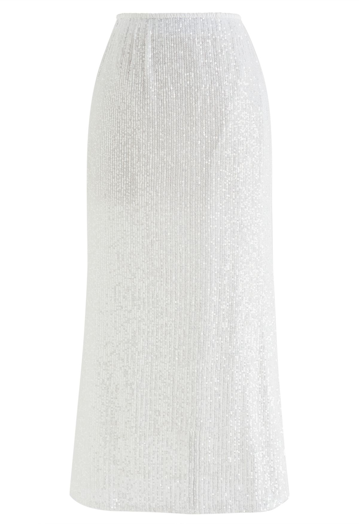 Falda de sirena con lentejuelas deslumbrantes en blanco