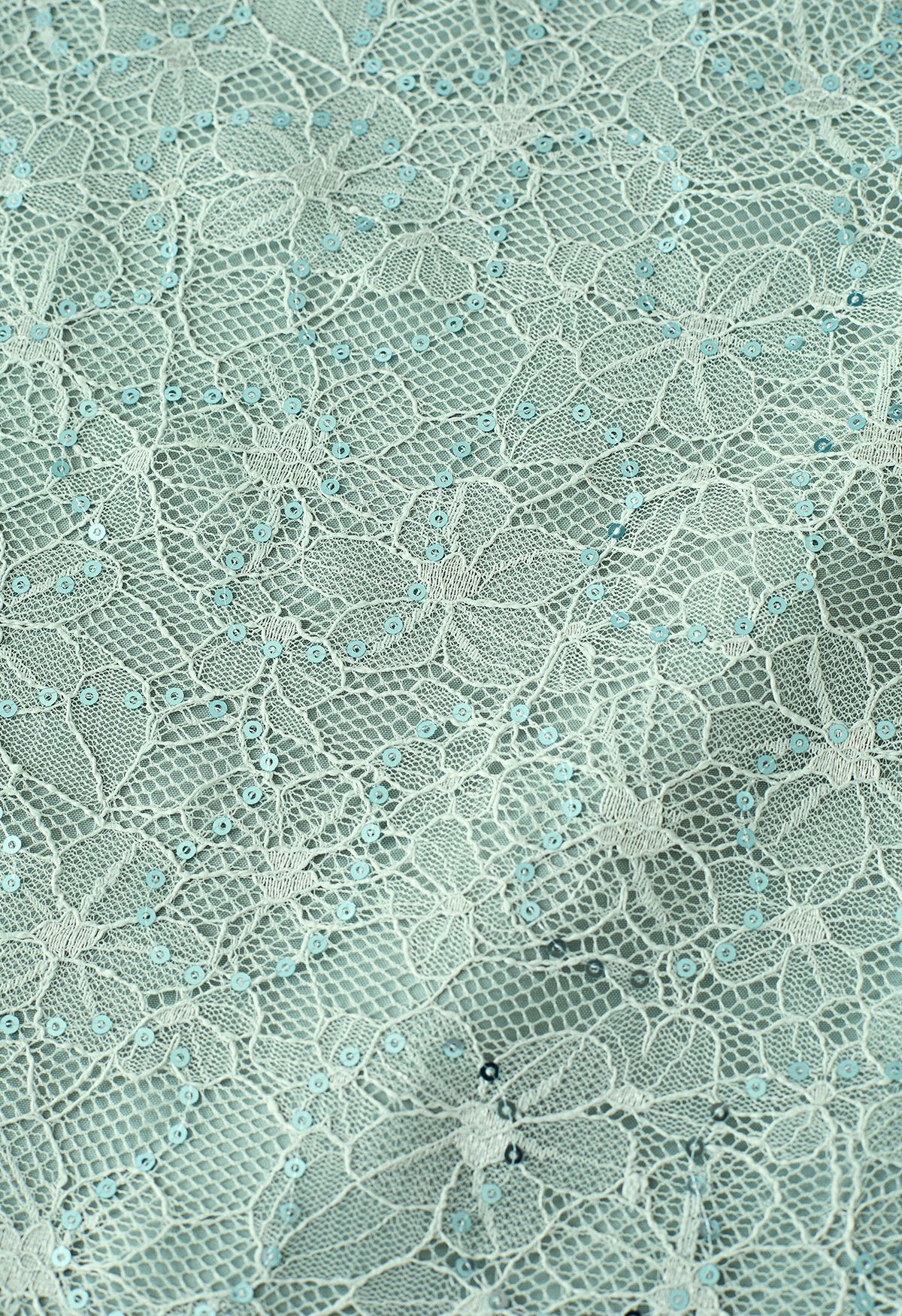 Falda de tul de malla de encaje floral con lentejuelas en menta