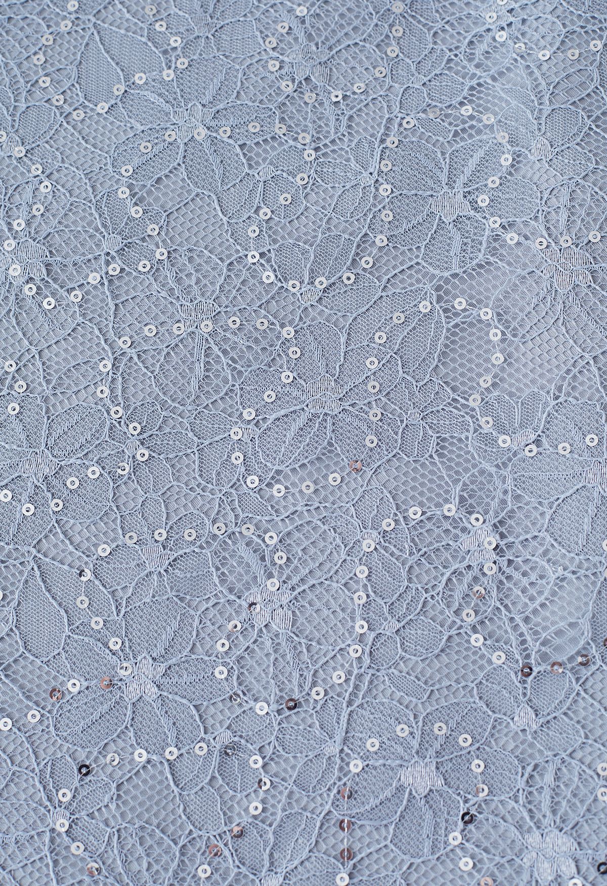 Falda de tul de malla de encaje floral con lentejuelas en gris