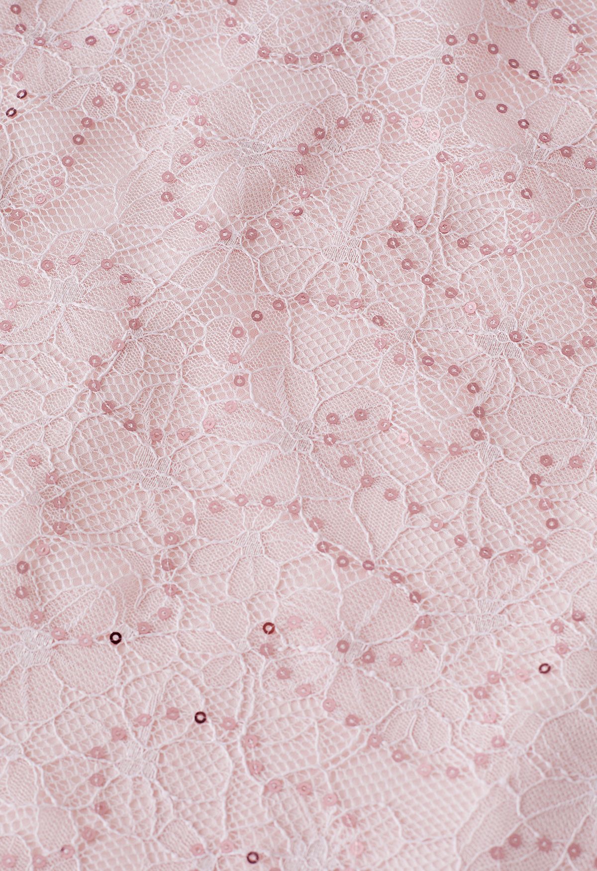 Falda de tul de malla de encaje floral con lentejuelas en rosa