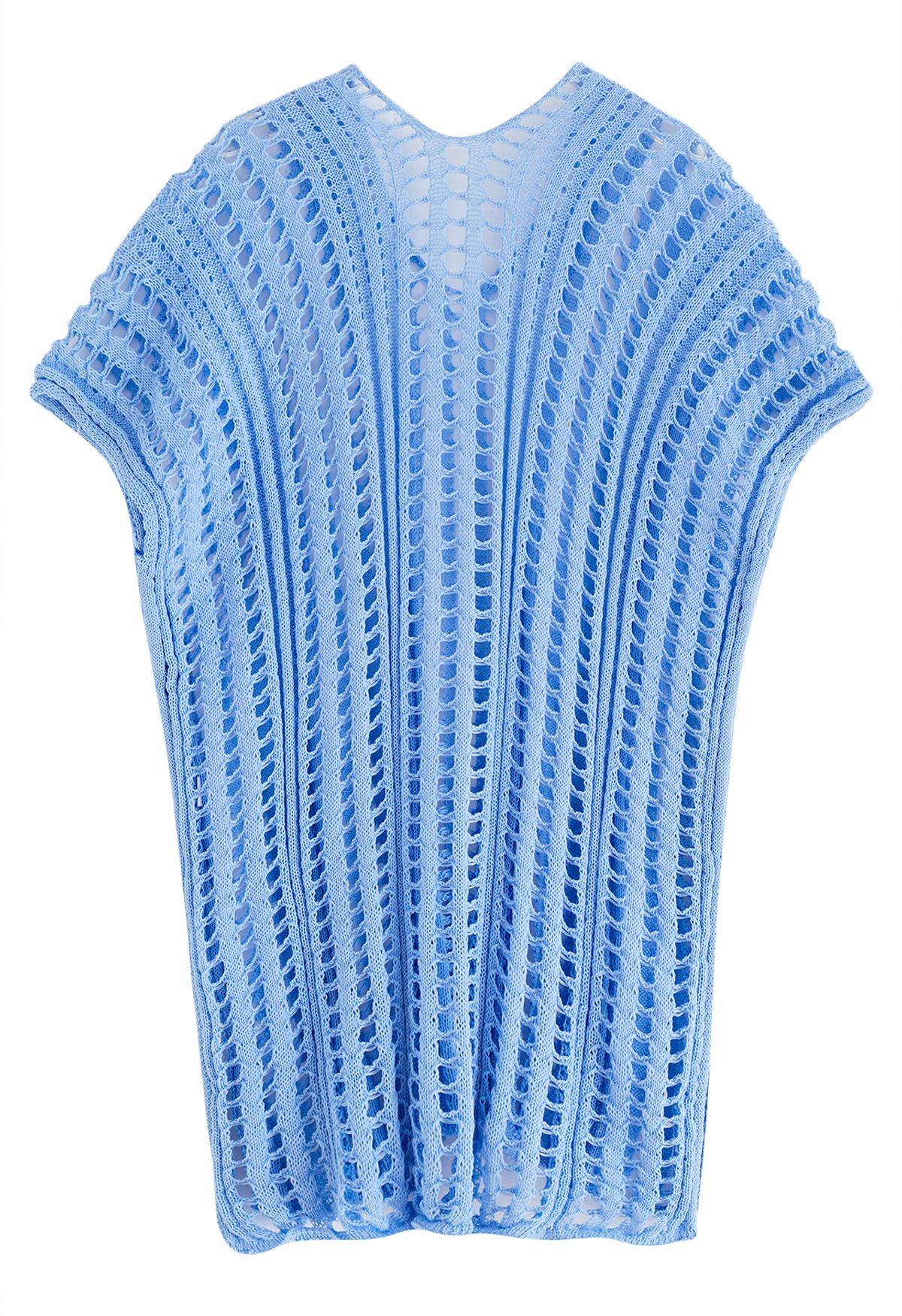 Vestido playero de punto calado con abertura lateral en azul