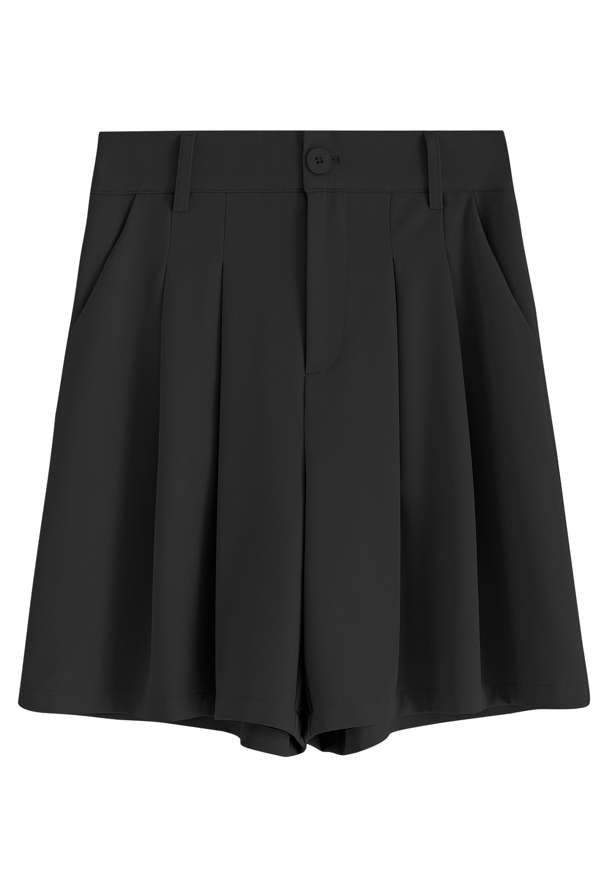 Shorts con bolsillos laterales con detalle plisado en negro