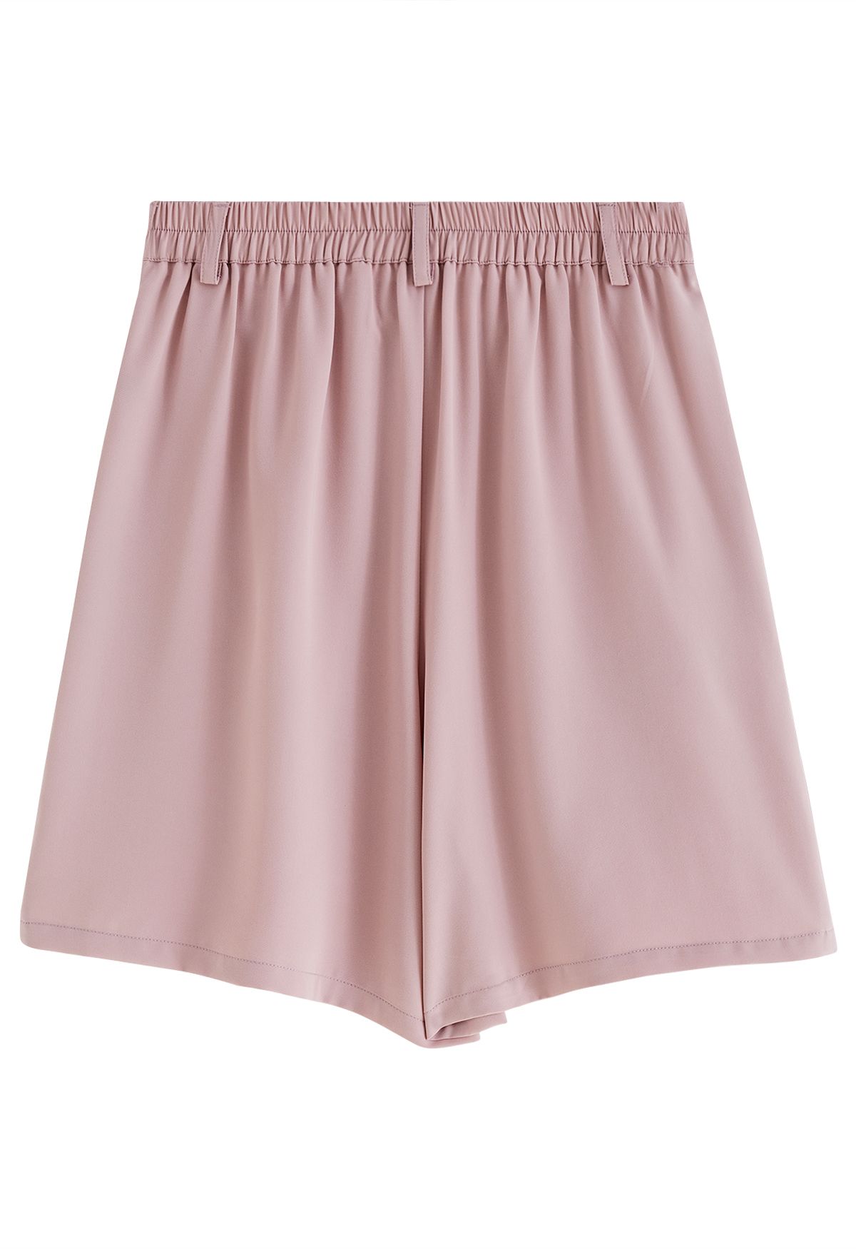 Shorts con bolsillos laterales y detalles plisados en rosa