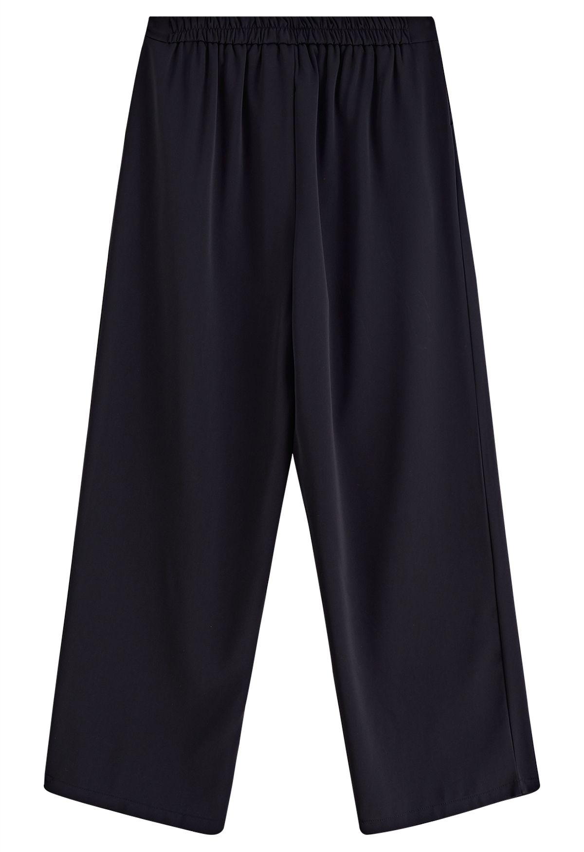 Pantalones con detalles plisados en la cintura con cordón en negro