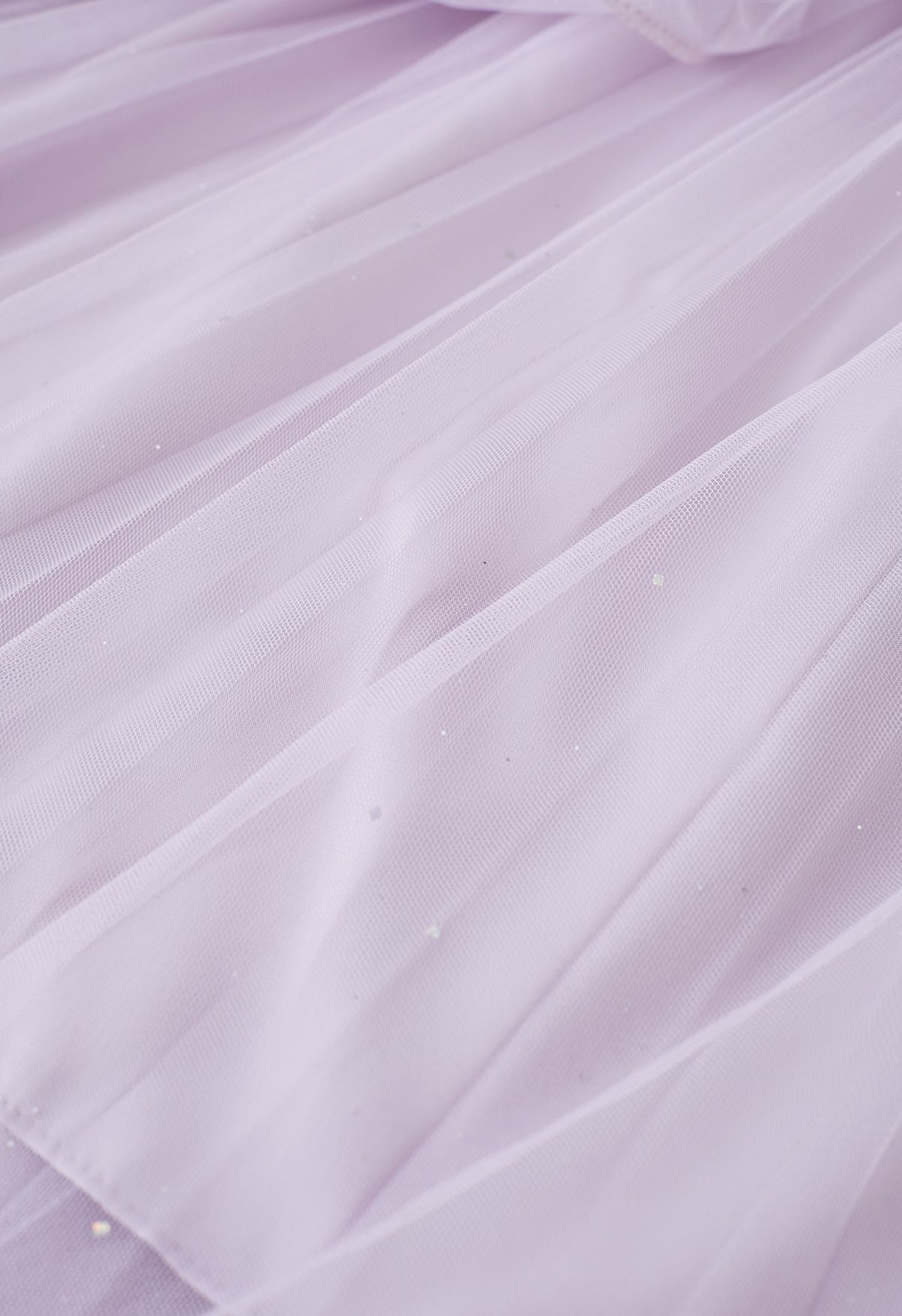 Falda midi de tul de malla con purpurina Venus en lavanda
