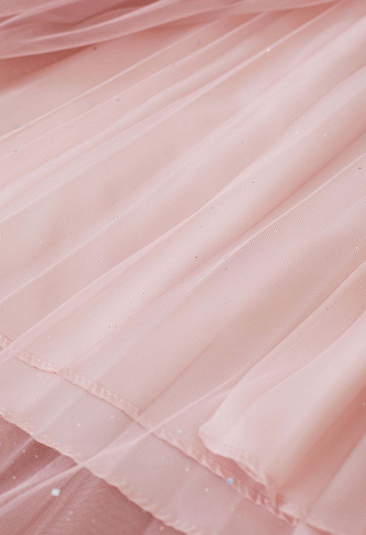Falda midi de tul de malla con purpurina Venus en rosa