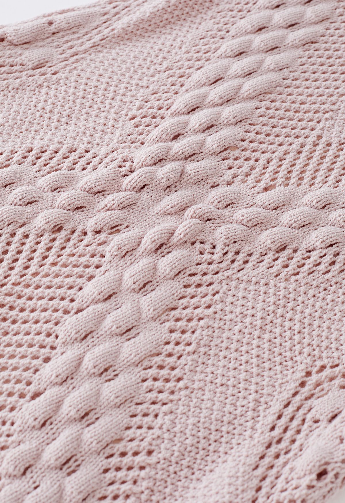 Conjunto de falda y camiseta sin mangas de punto Pointelle en relieve en rosa polvoriento