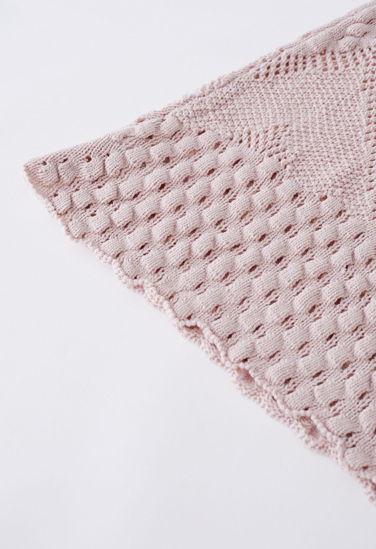 Conjunto de falda y camiseta sin mangas de punto Pointelle en relieve en rosa polvoriento