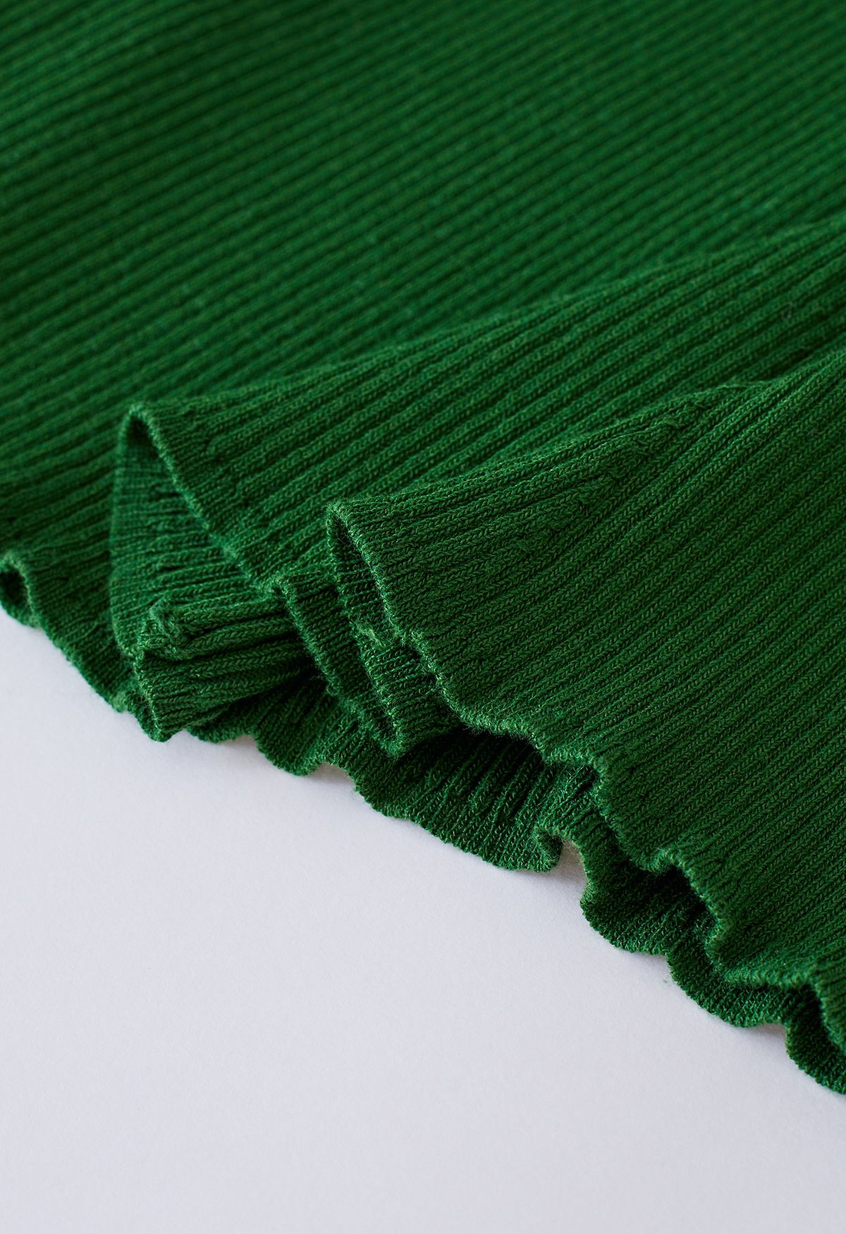 Vestido midi ajustado de punto con dobladillo con panel de escote cuadrado en verde