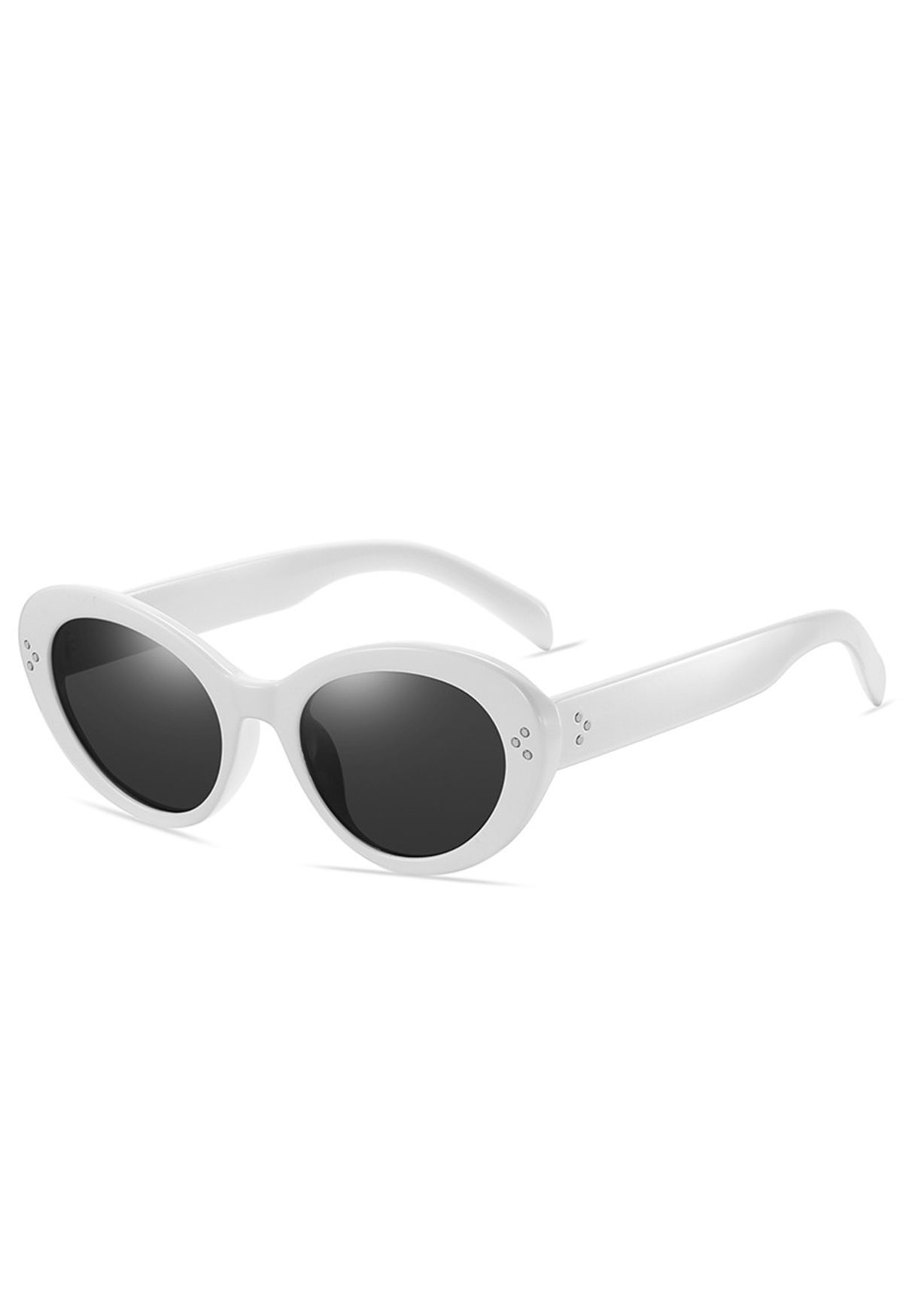 Gafas de sol estilo ojo de gato retro con montura completa en blanco