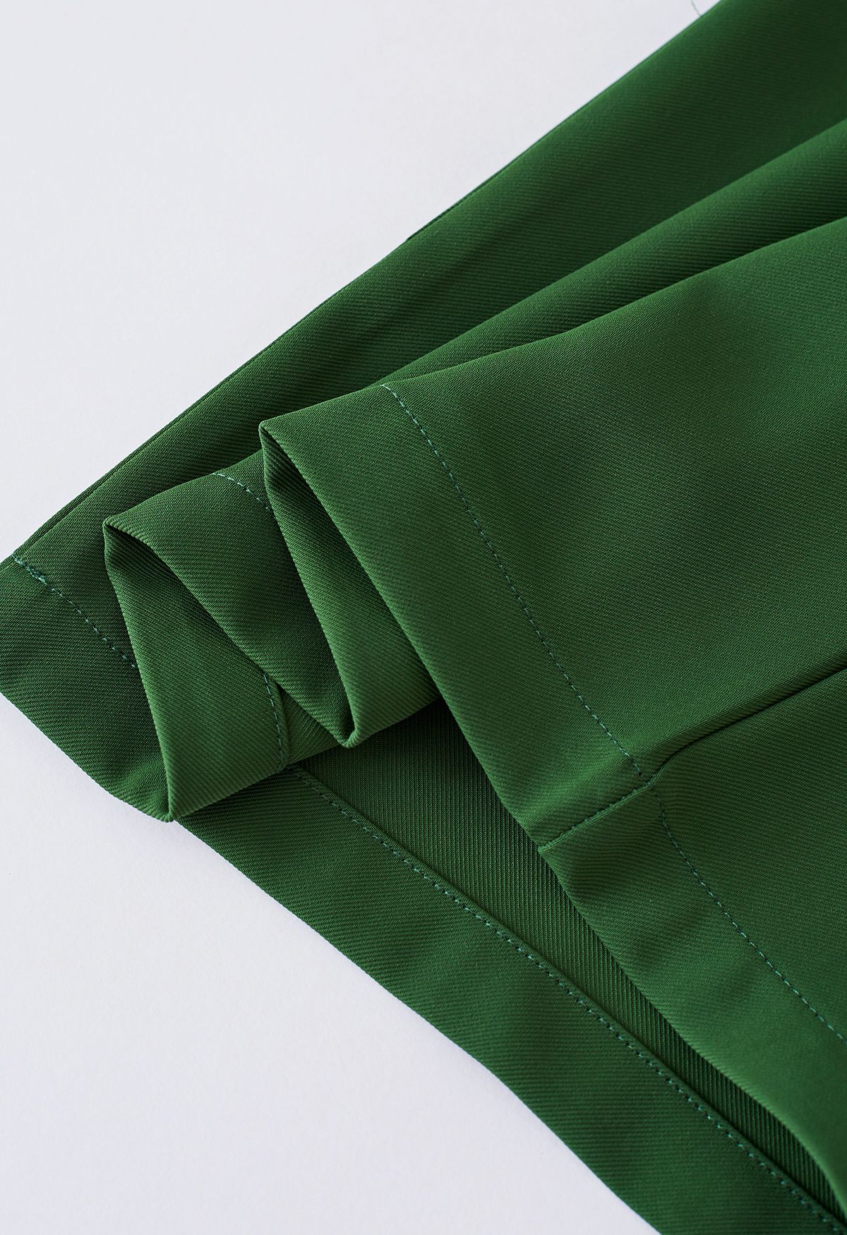 Pantalones anchos de cintura alta Bowknot en verde oscuro