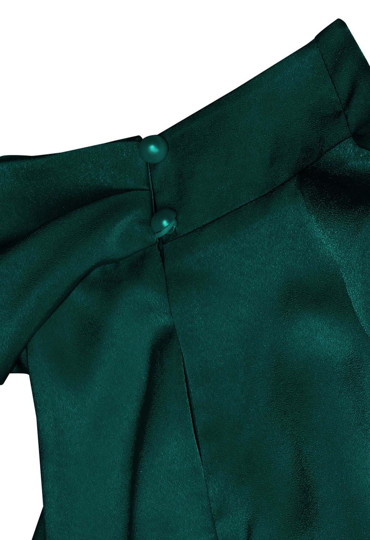 Vestido sin mangas con escote fruncido asimétrico en verde oscuro