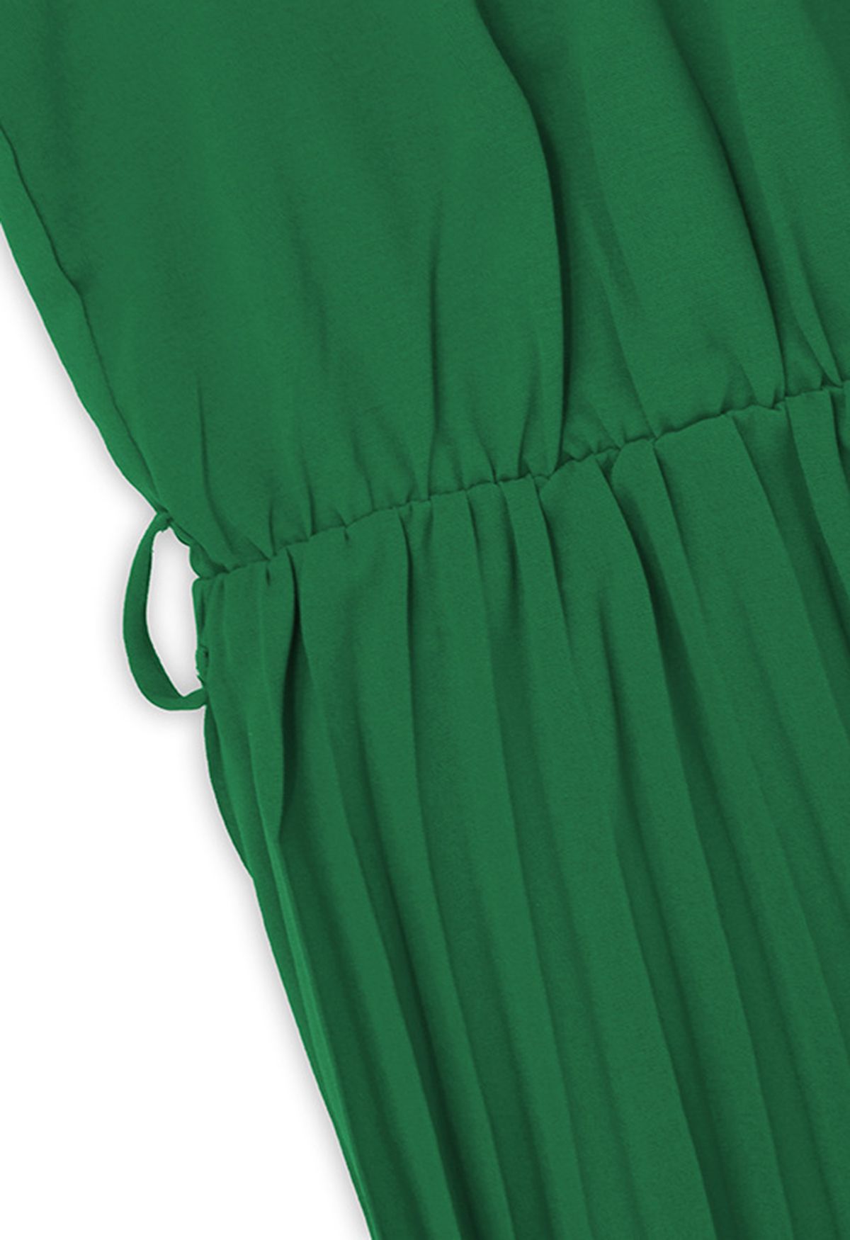 Vestido plisado con cuello halter y cintura anudada en verde
