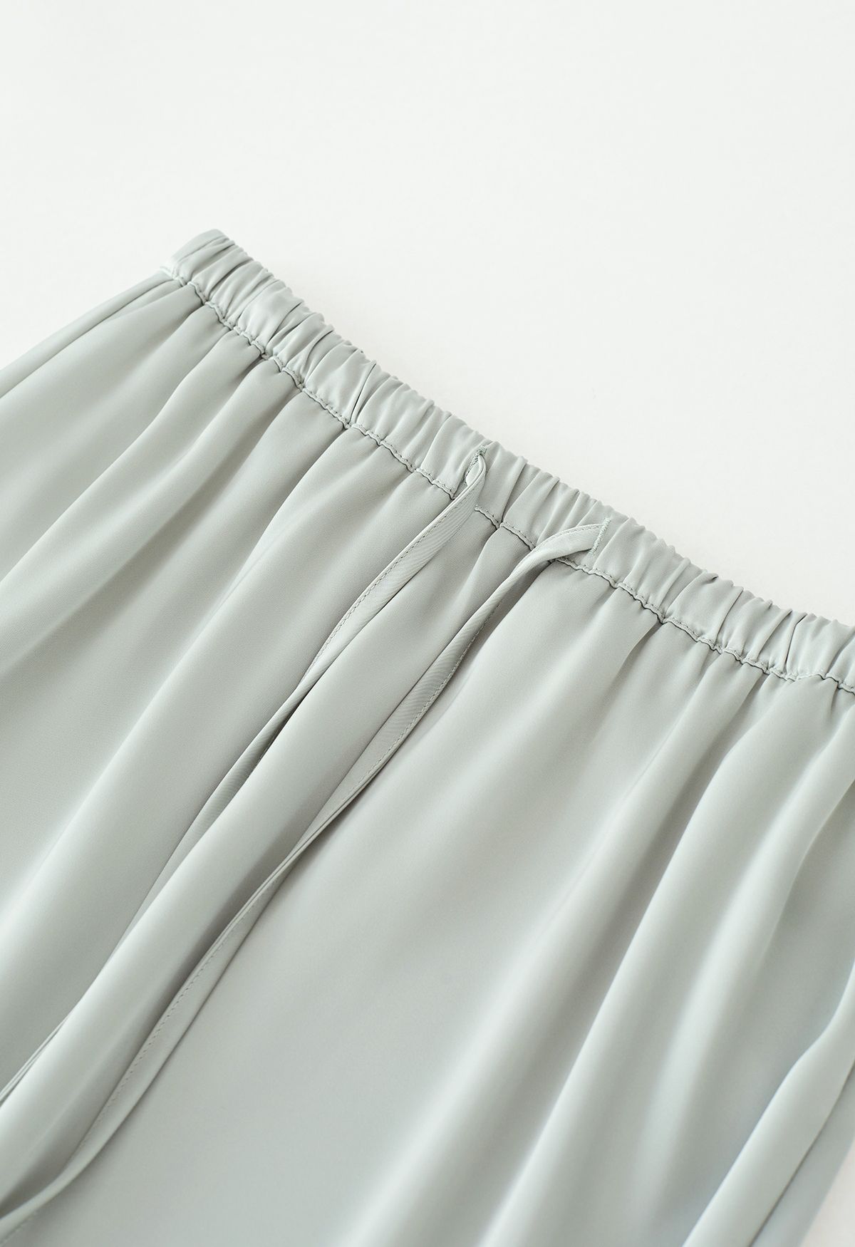 Falda larga de satén con cordón elástico en la cintura en menta
