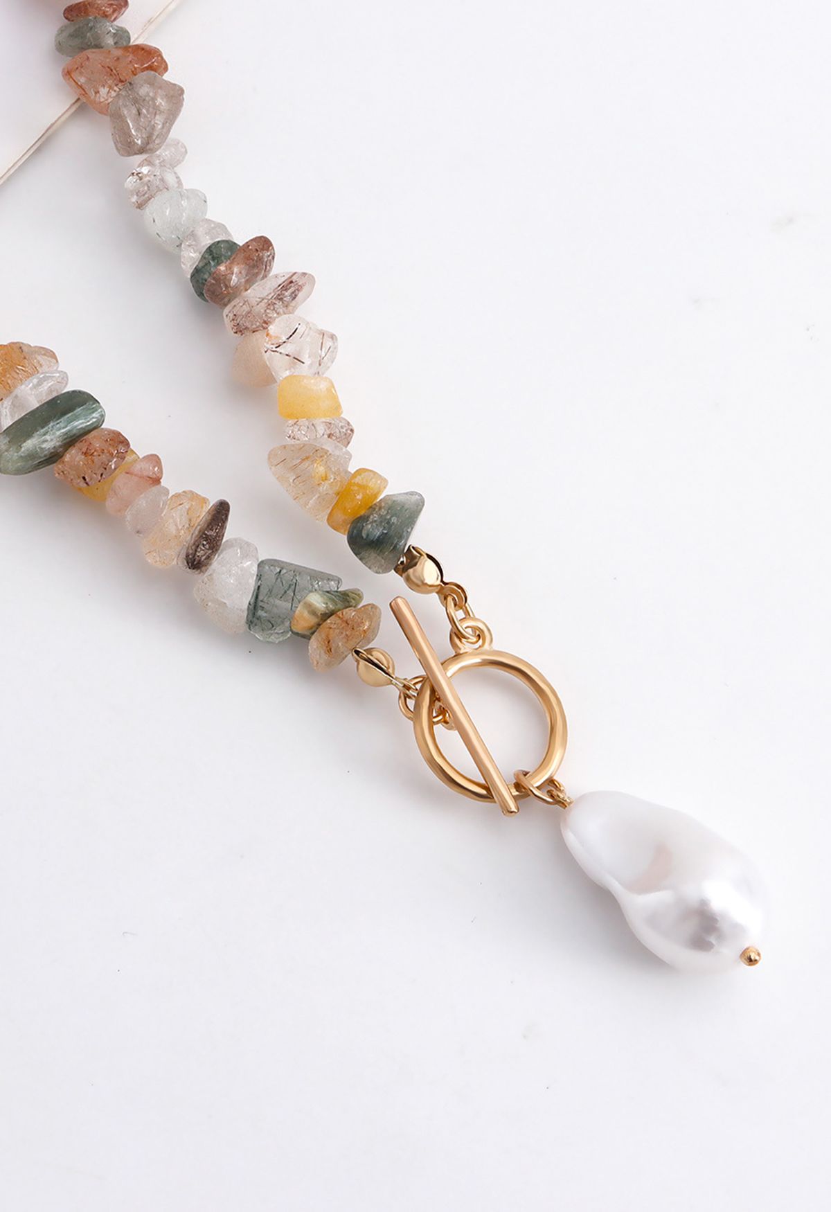 Collar de perlas de piedra natural multicolor