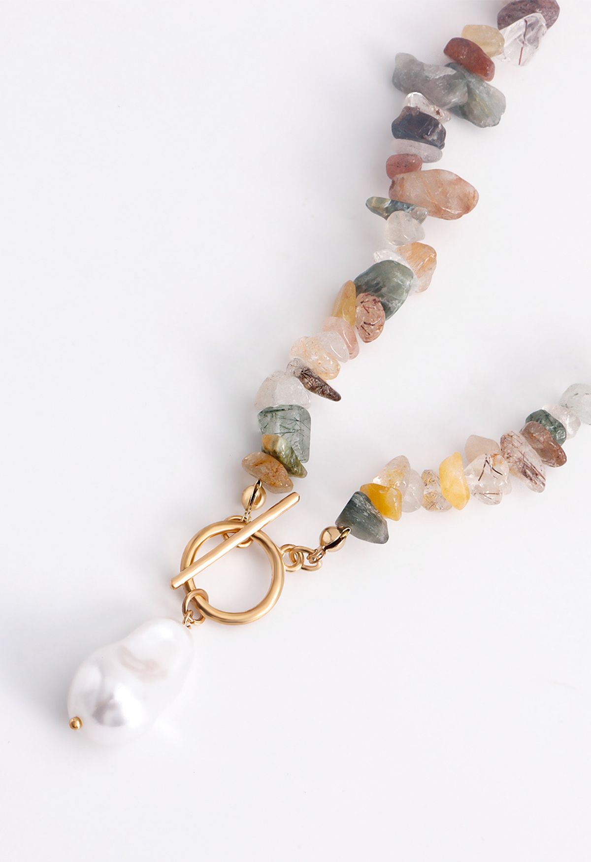 Collar de perlas de piedra natural multicolor