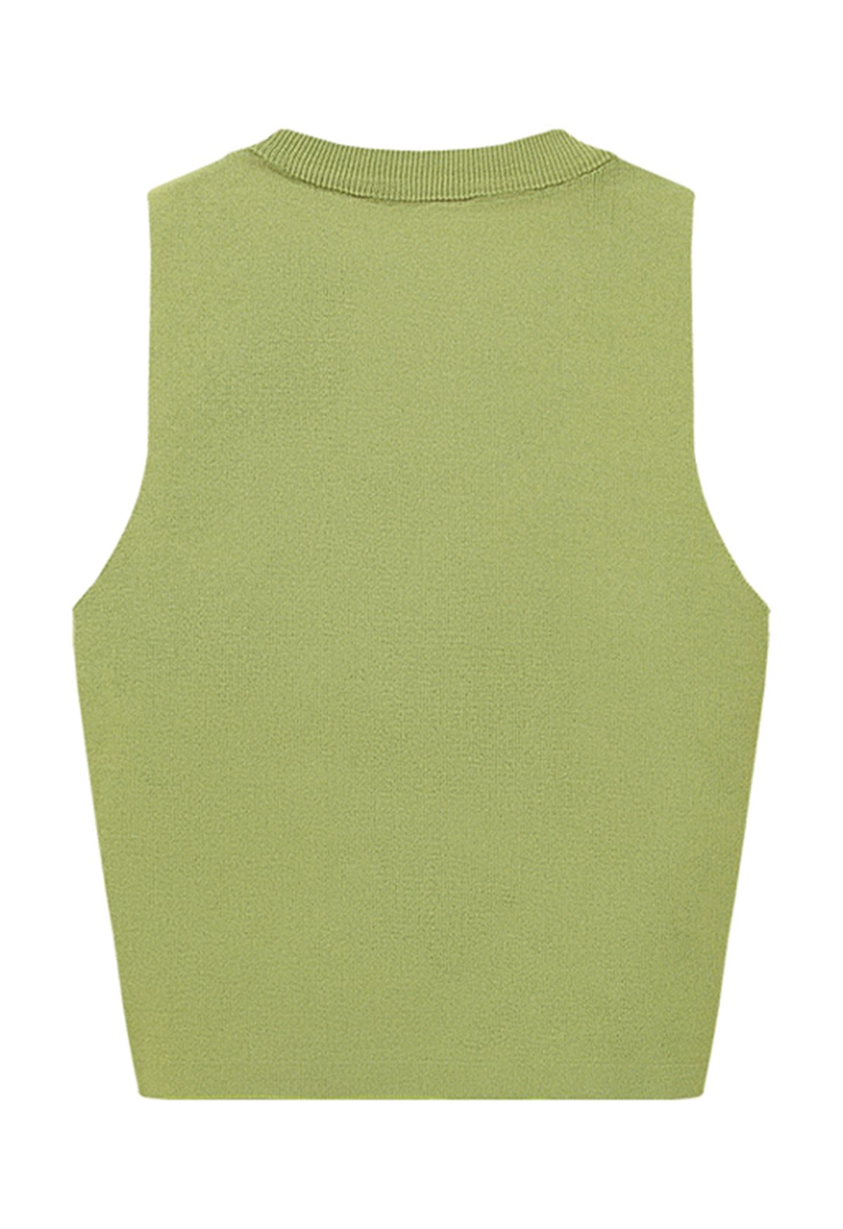 Camiseta sin mangas de punto con escote nacarado en verde
