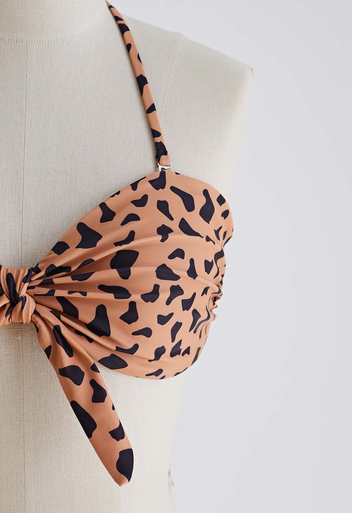 Conjunto de bikini con lazo y estampado de tigre salvaje
