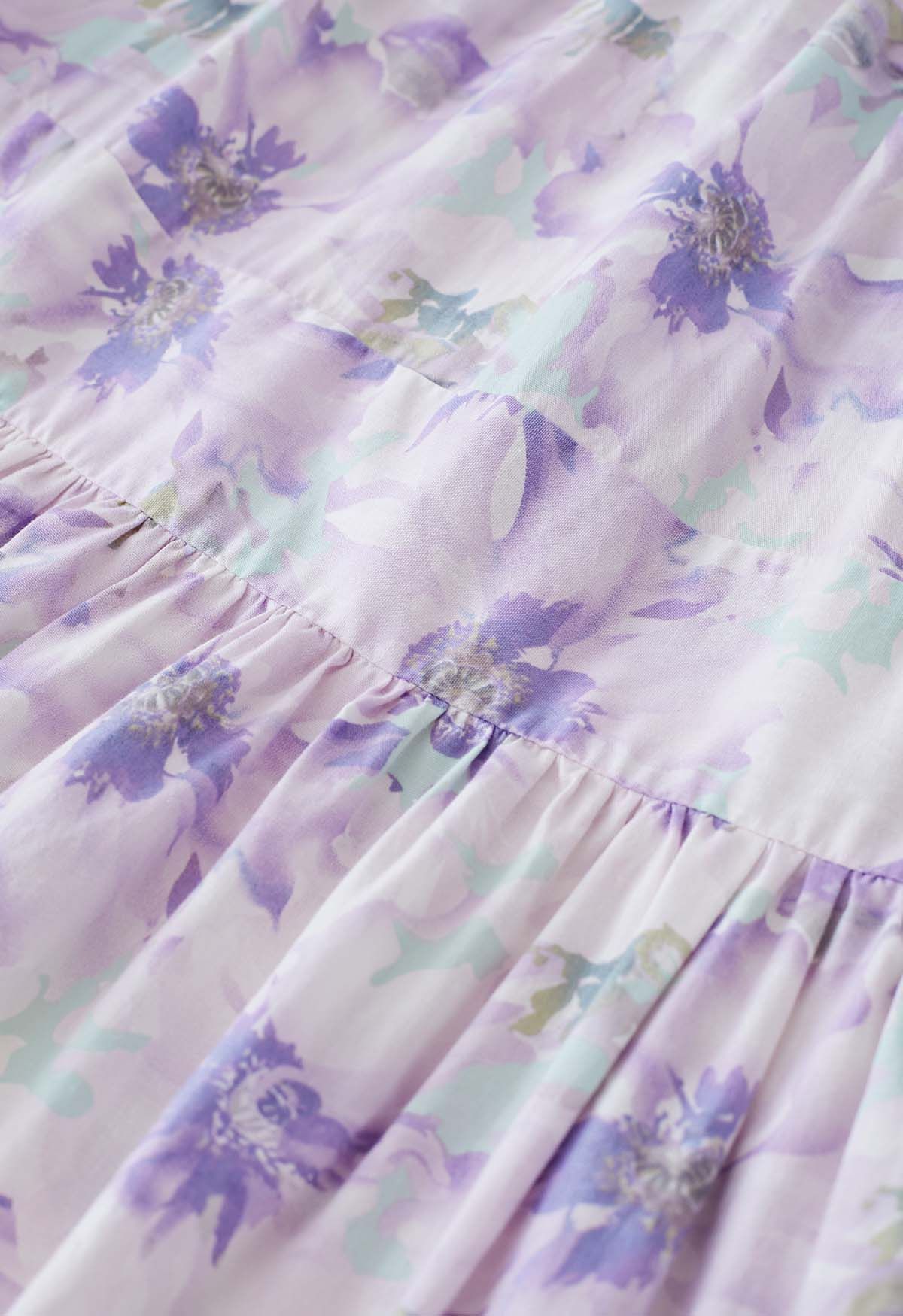 Vestido largo lila con tiras y lazo Blossom