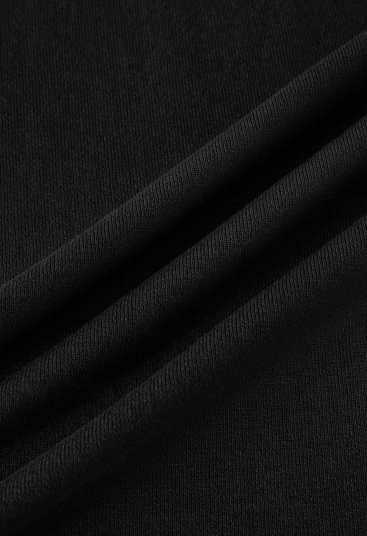 Vestido ajustado de punto con escote de muesca en negro