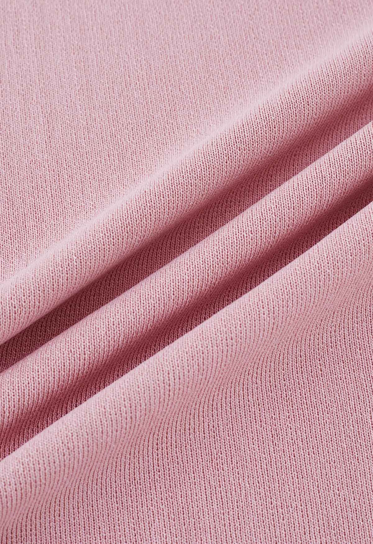 Vestido ajustado de punto con escote recortado en rosa