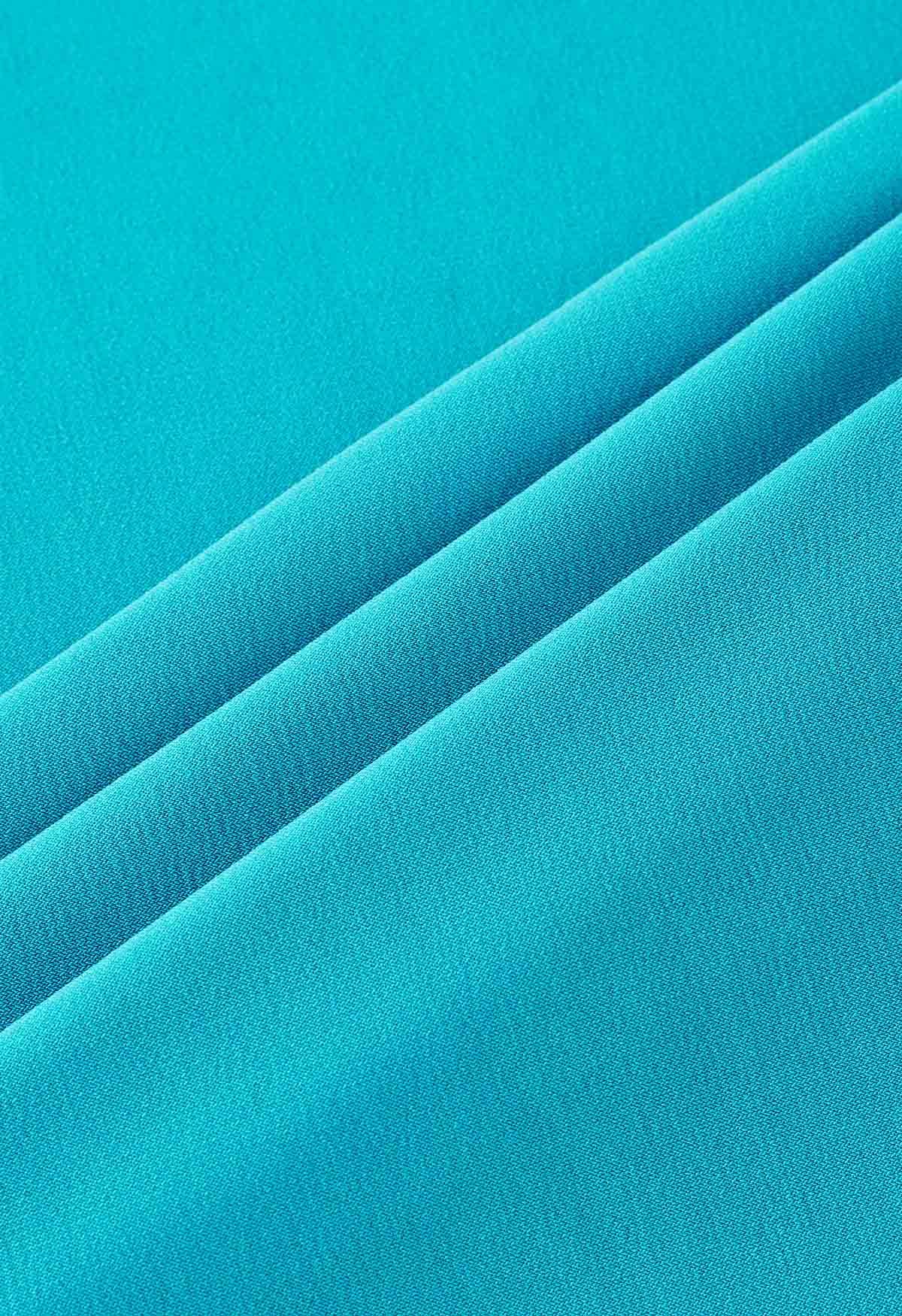 Falda larga cómoda de color sólido en azul