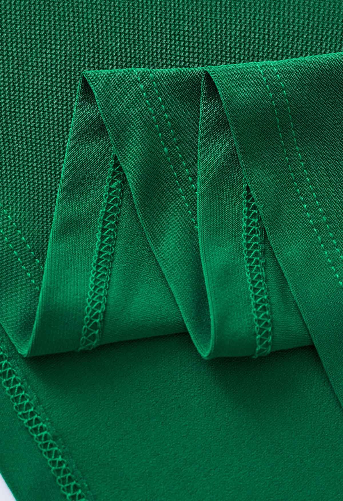 Falda larga cómoda de color sólido en verde