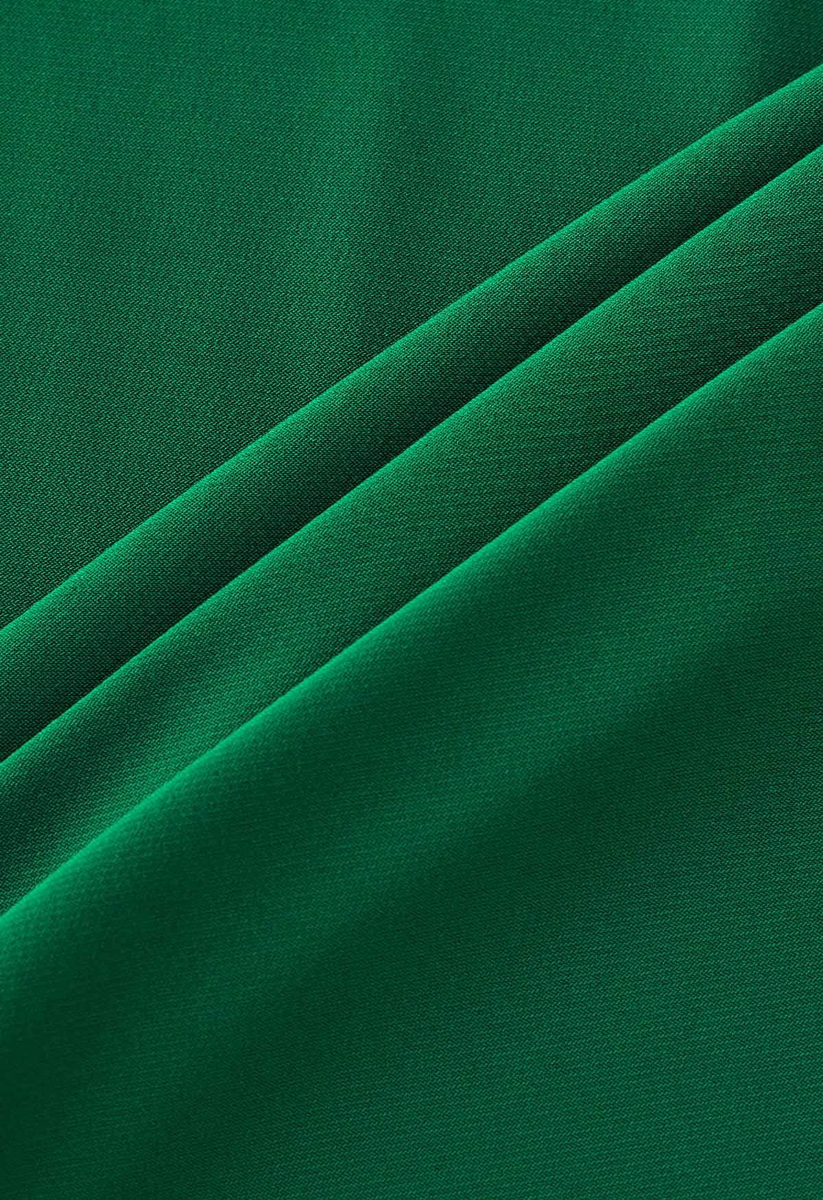 Falda larga cómoda de color sólido en verde