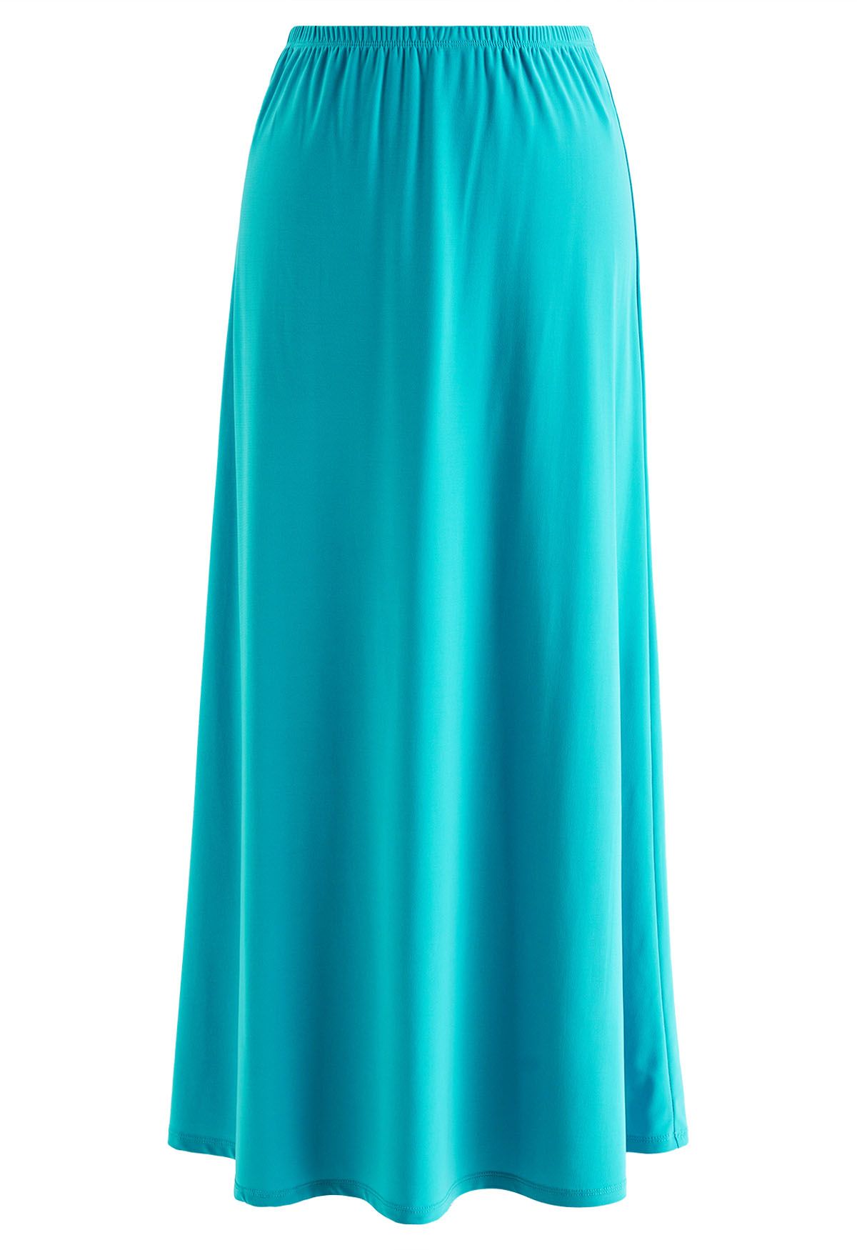 Falda larga cómoda de color sólido en azul