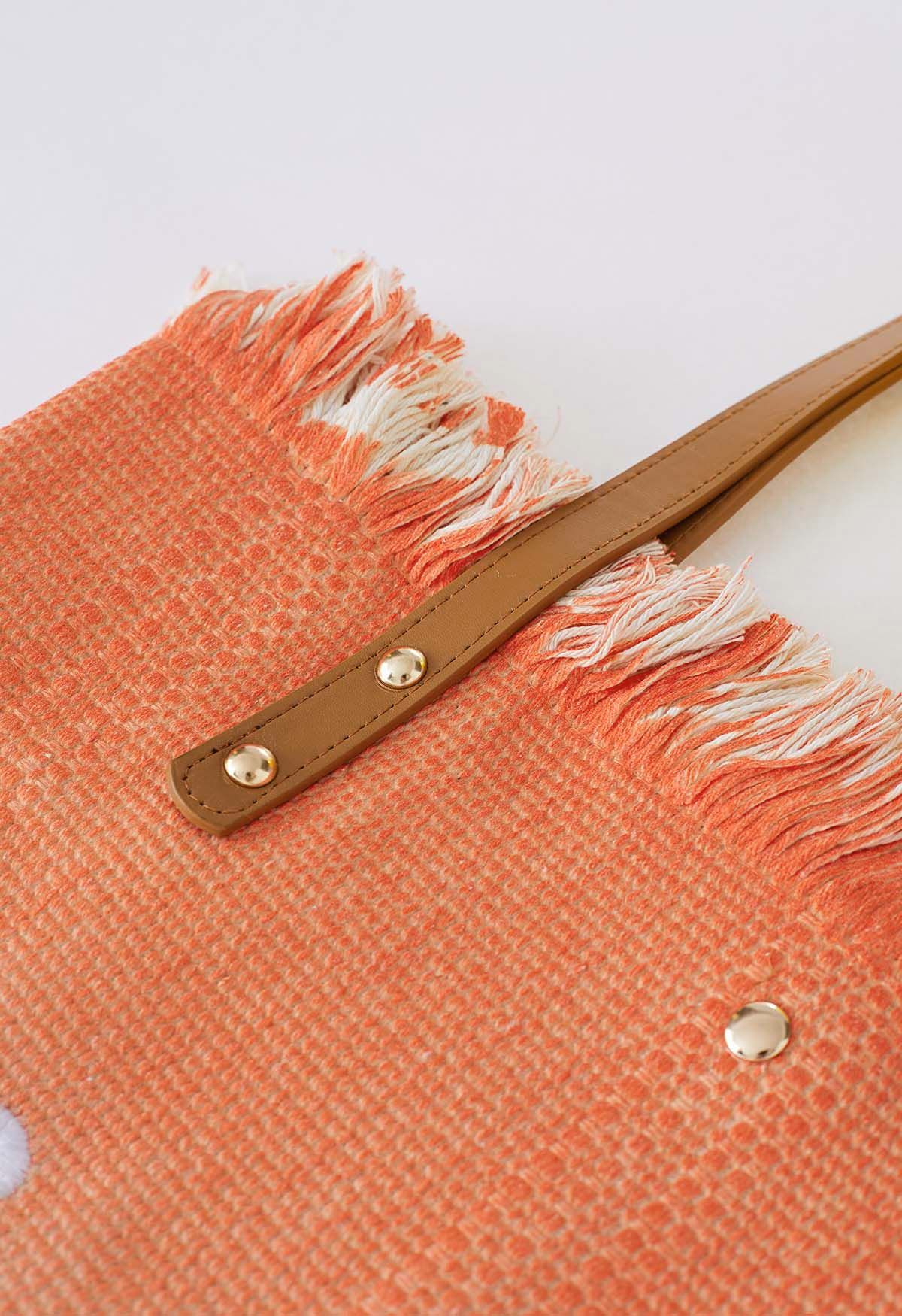 Bolso tote de lona de dos tonos Summer Vibes en naranja