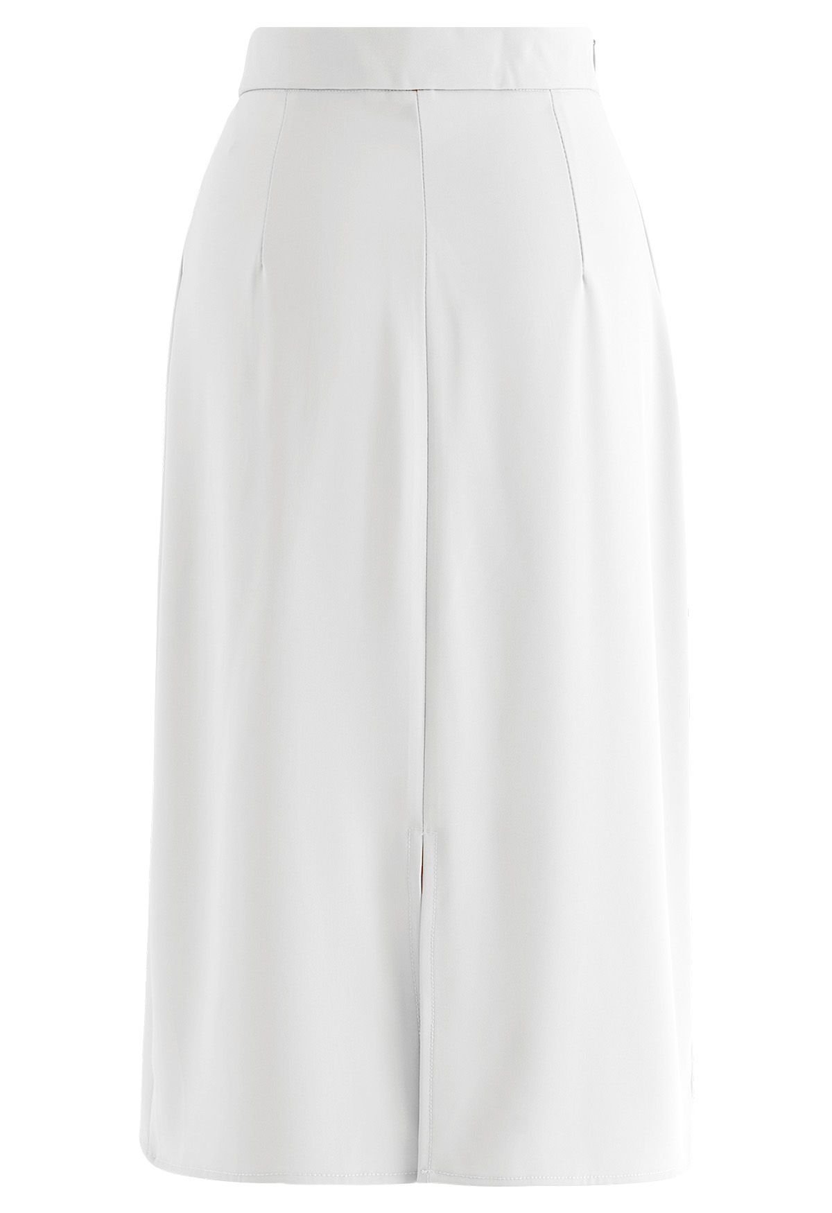 Falda midi con solapa plisada lateral en blanco