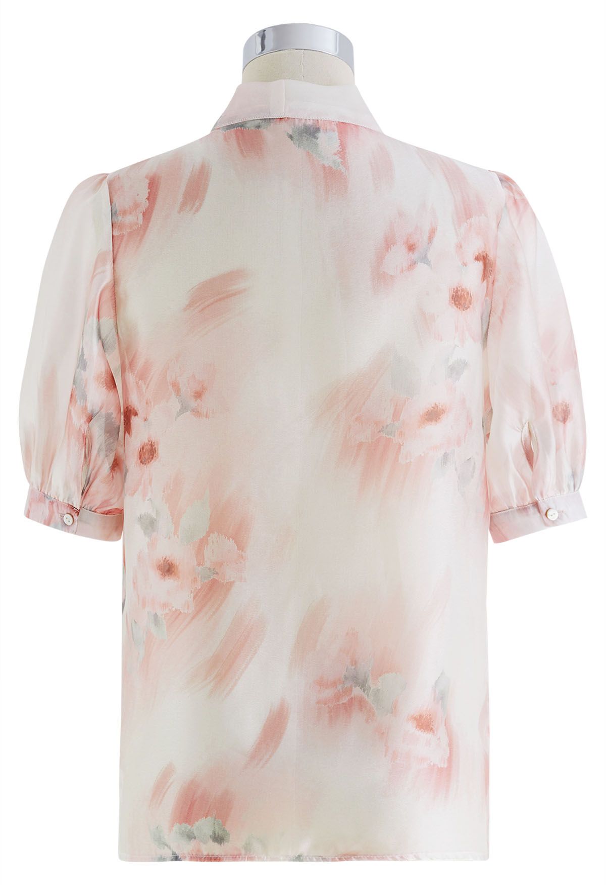 Camisa transparente con lazo floral acuarela en coral